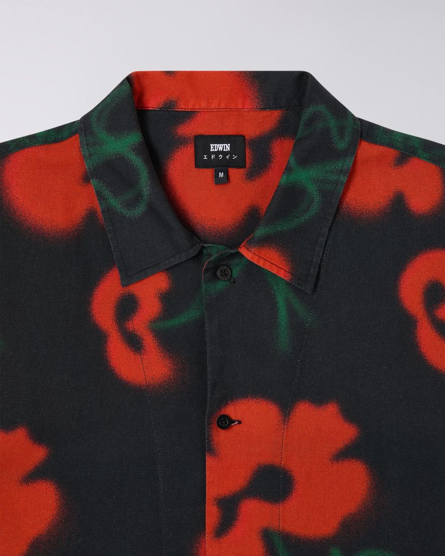 Edwin Garden Society Shirt - Red / Black
