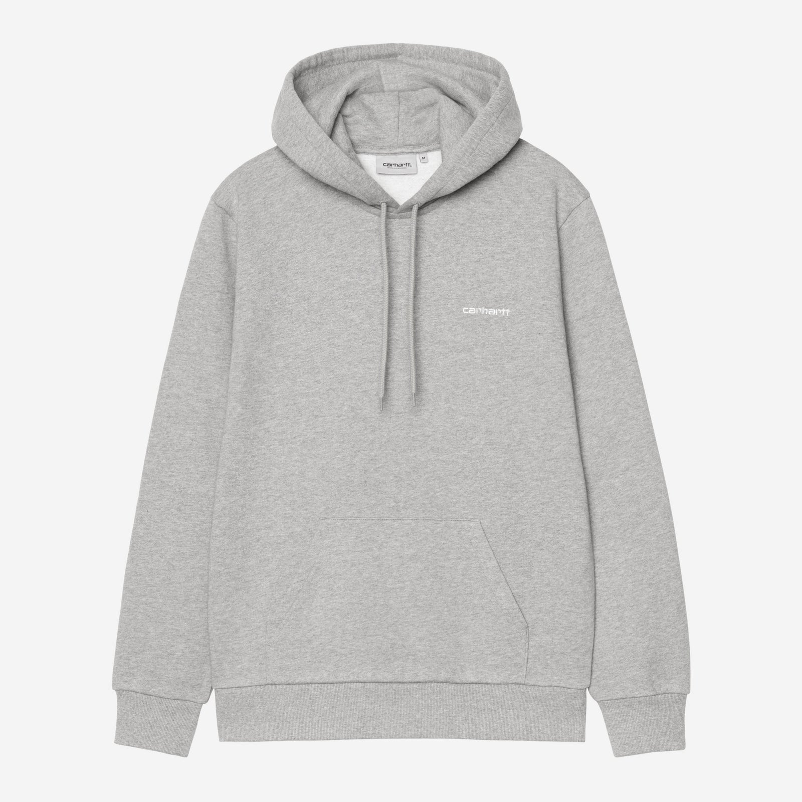 Carhartt WIP Hooded Script Embriodery Sweat - Grey Heather / White