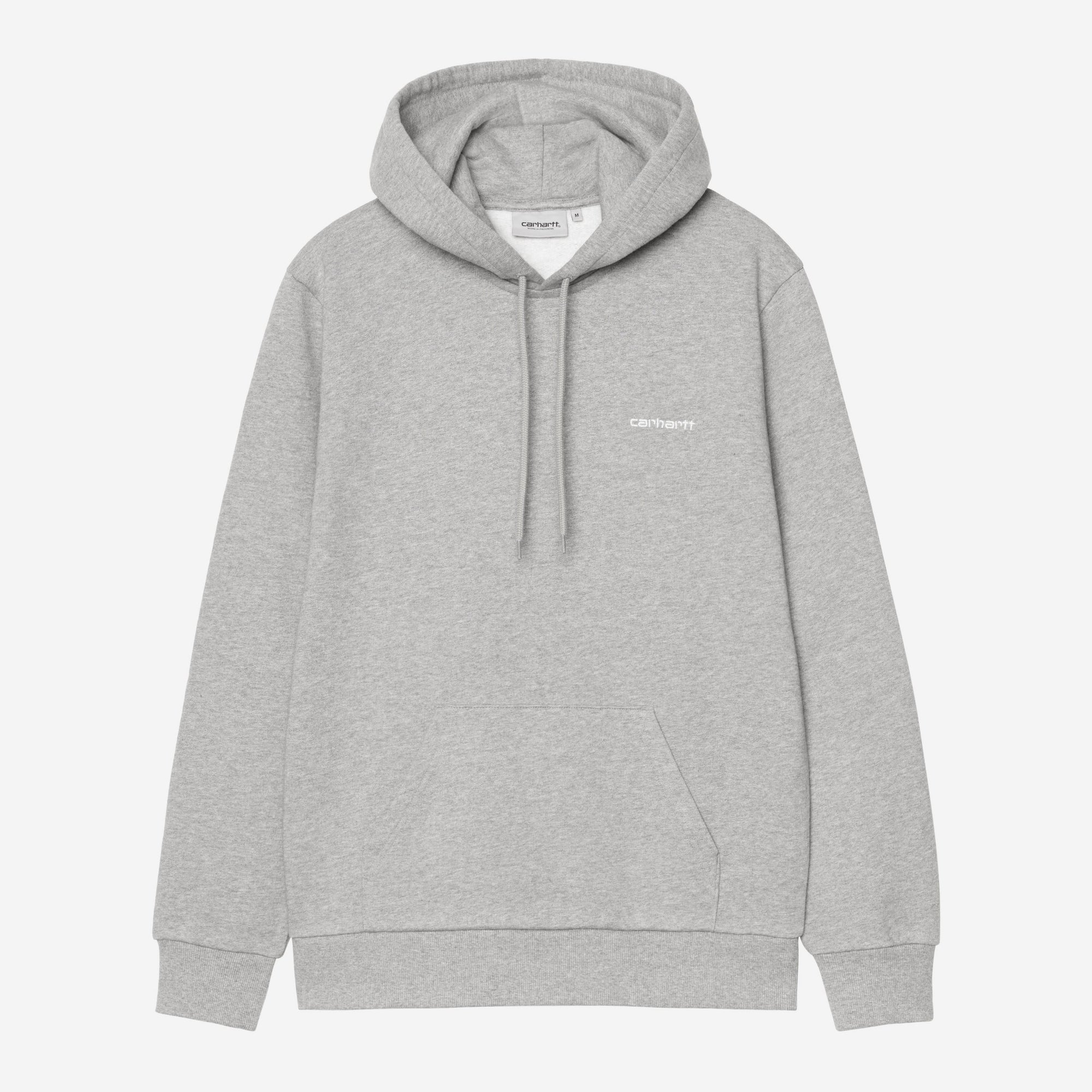 Carhartt WIP Hooded Script Embriodery Sweat - Grey Heather / White