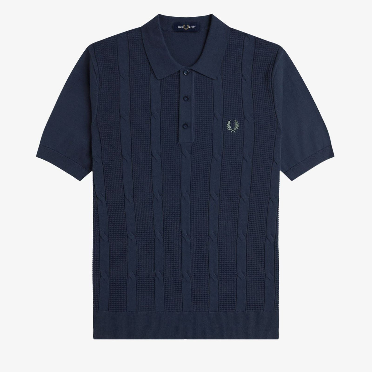 Fred Perry Textured Cable Knit Shirt - Dark Airforce