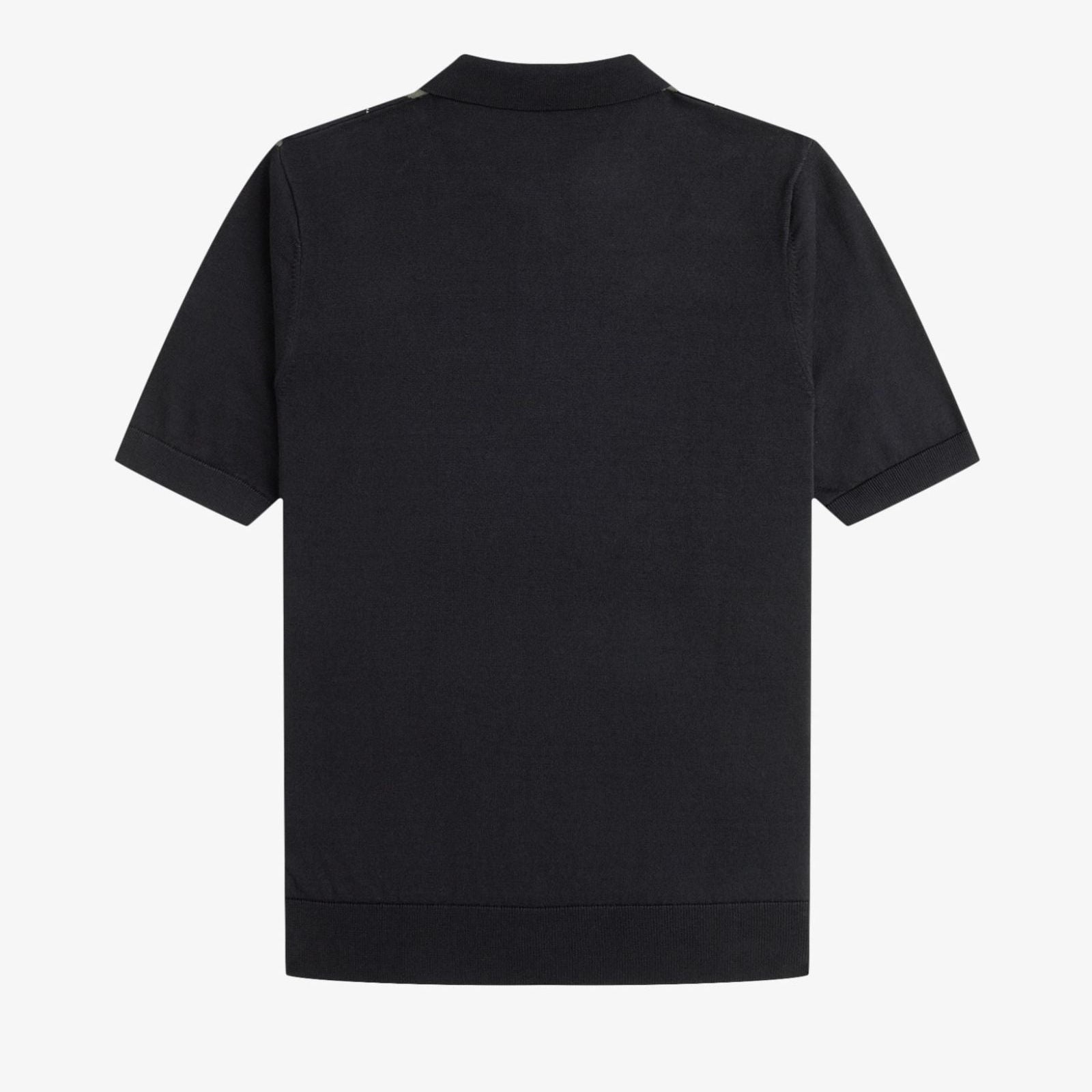 Fred Perry Argyle Knitted Shirt - Black