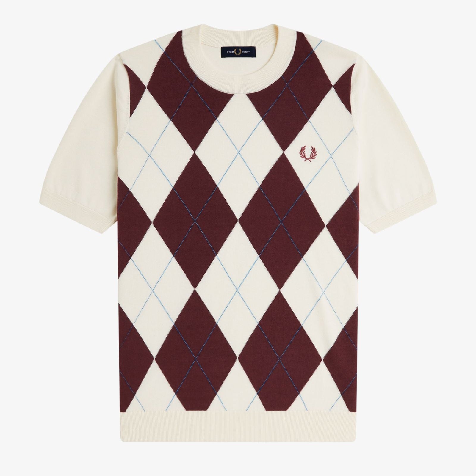 Fred Perry Argyle Knitted T-Shirt - Ecru