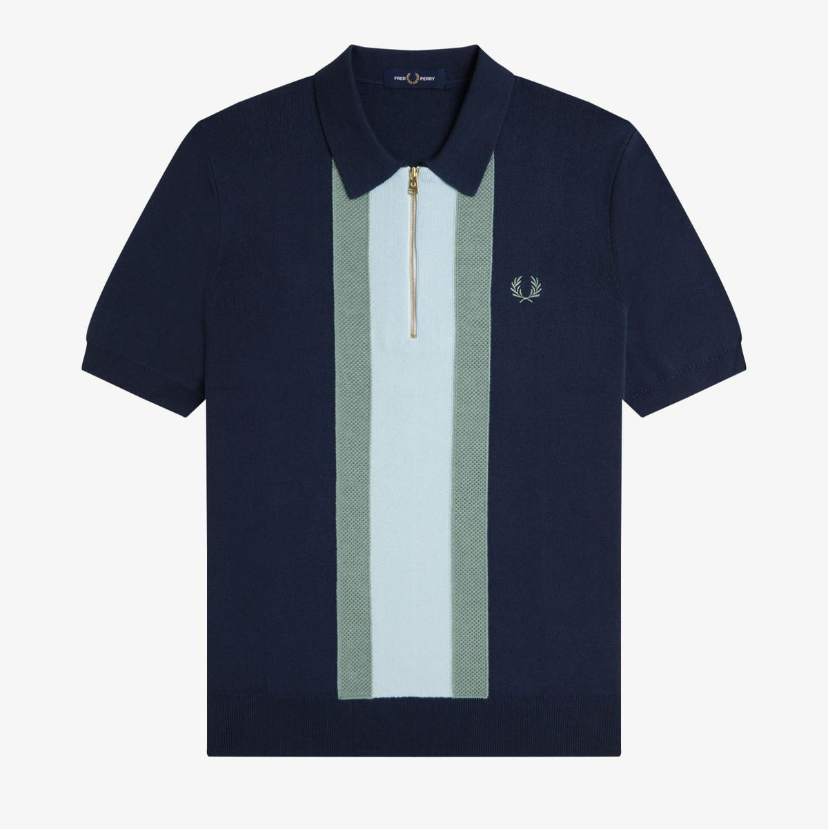 Fred Perry Textured Stripe Knit - Dark Airforce