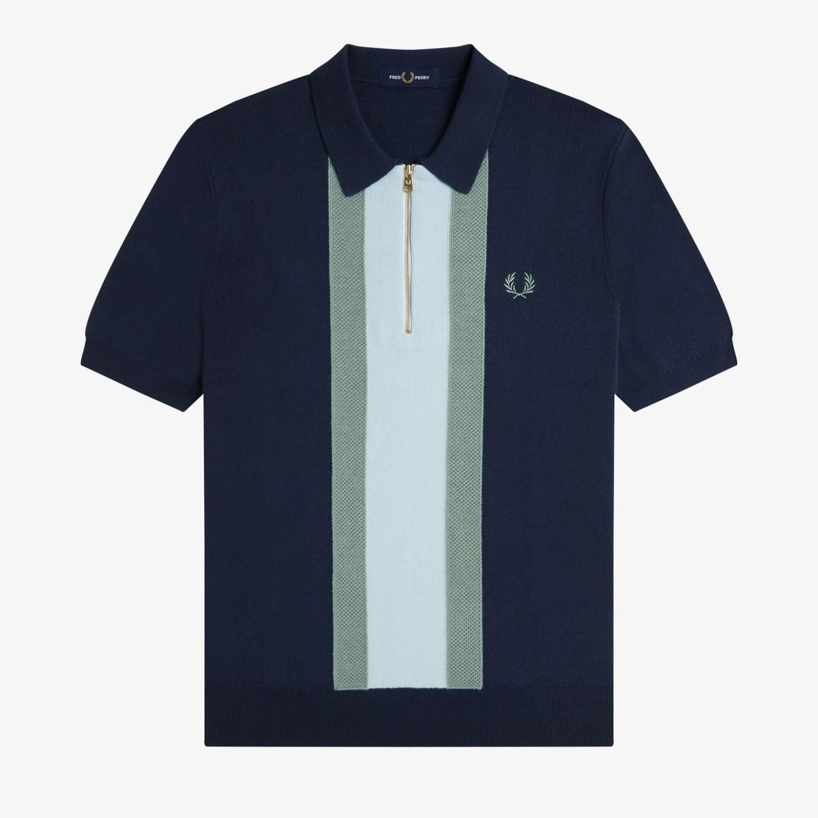 Fred Perry Textured Stripe Knit - Dark Airforce