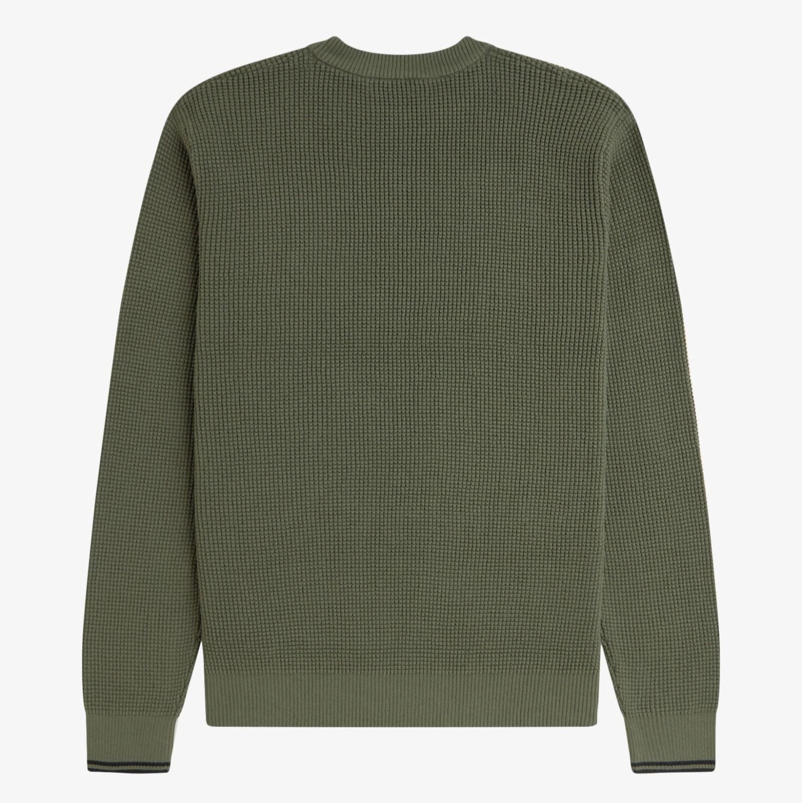 Fred Perry Waffle Stitch Jumper - Laurel Wreath Green