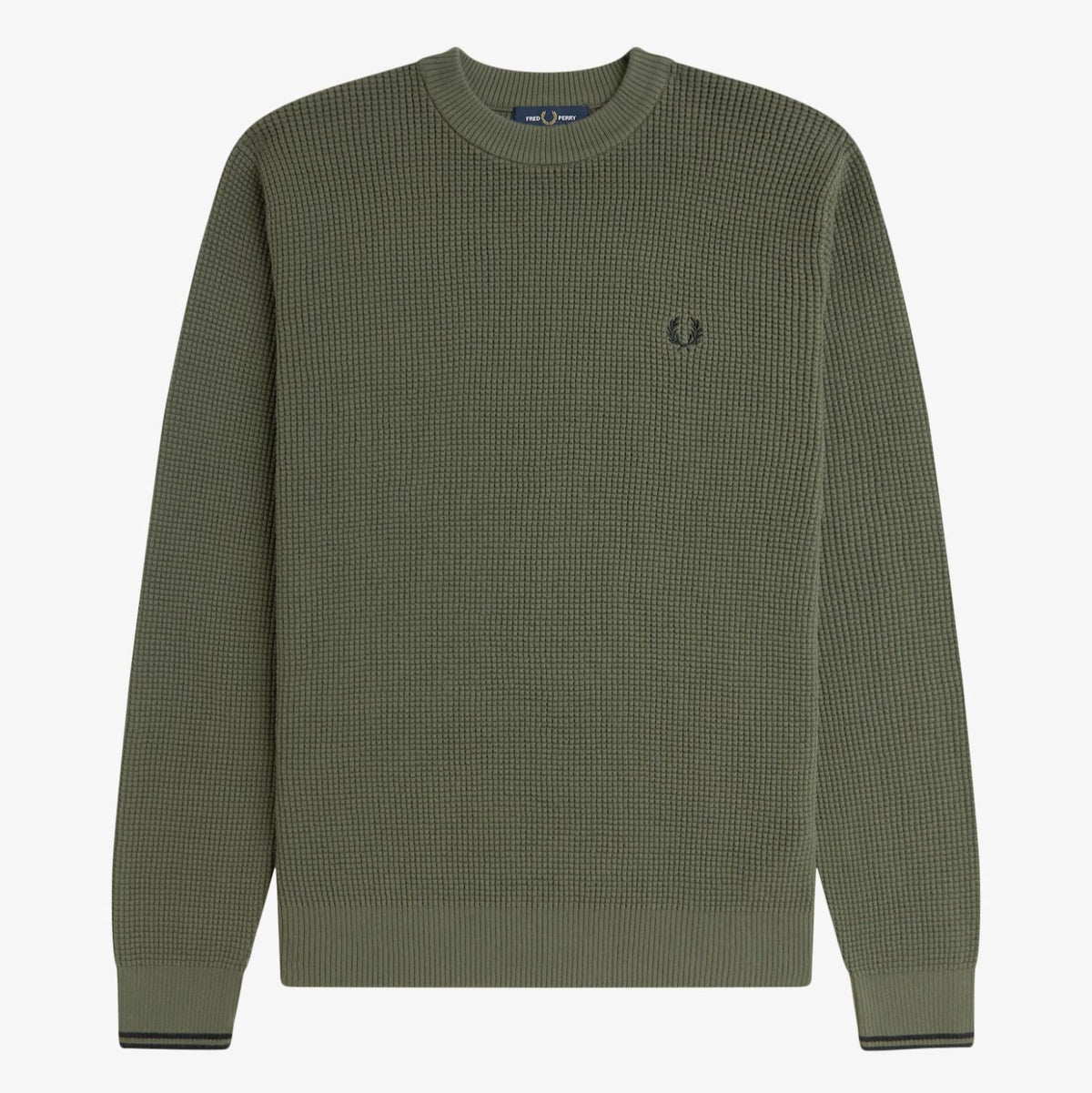 Fred Perry Waffle Stitch Jumper - Laurel Wreath Green