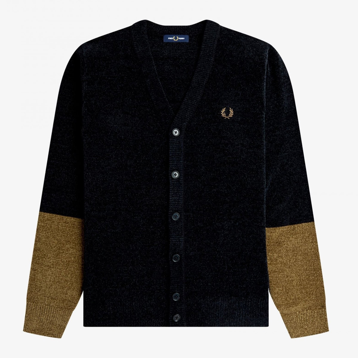 Fred Perry Colourblock Chenile Cardigan - Black