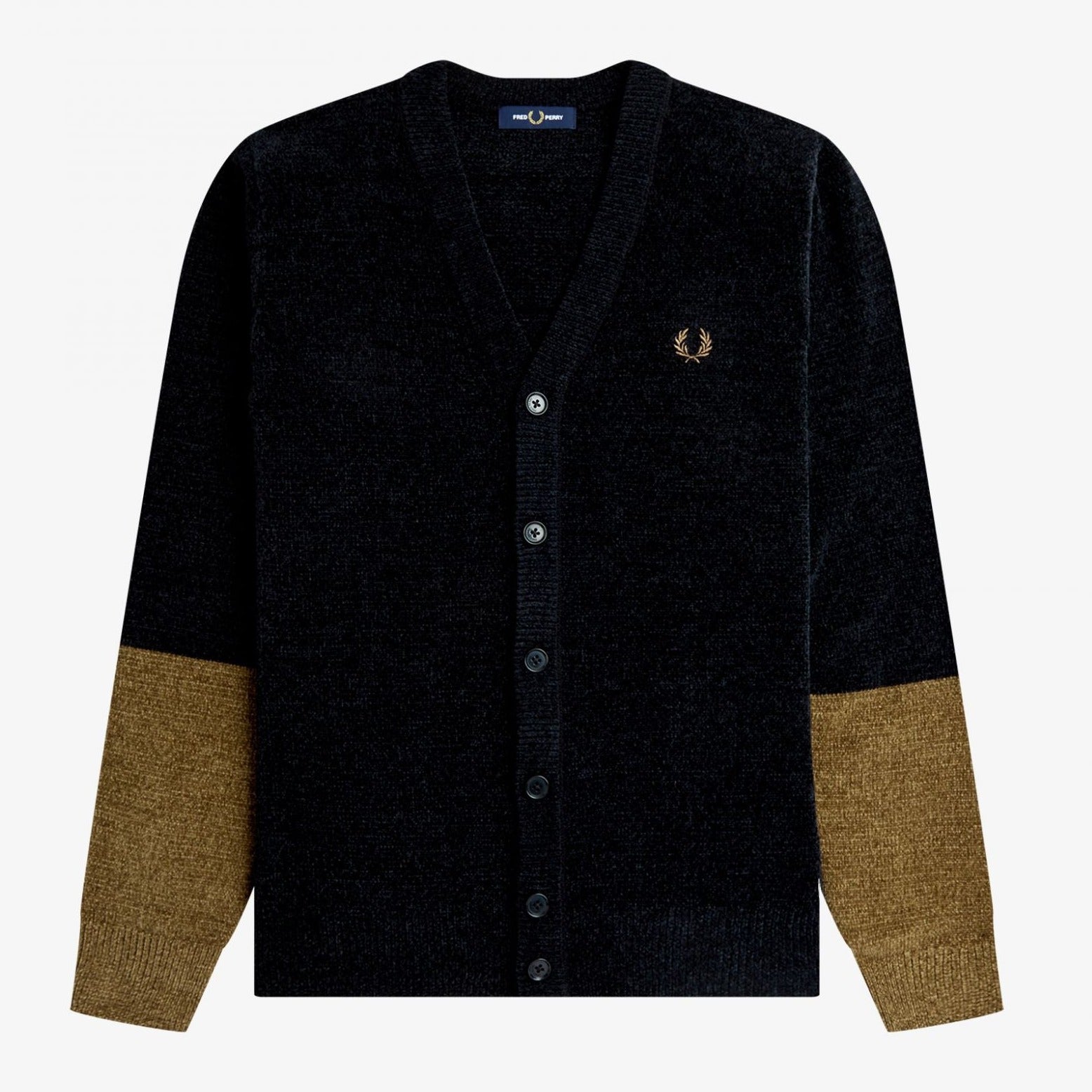 Fred Perry Colourblock Chenile Cardigan - Black