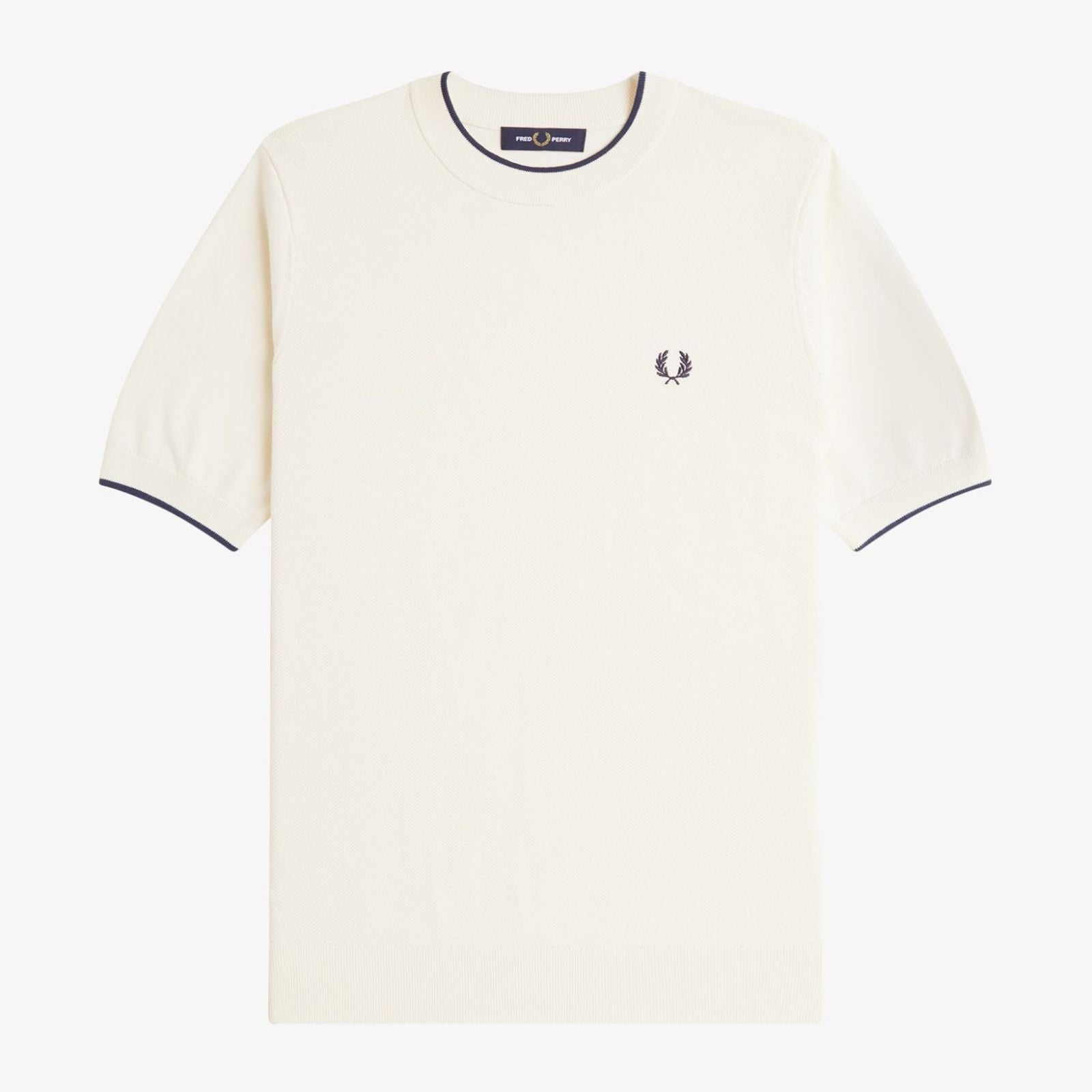 Fred Perry Front Knitted T-Shirt - Ecru