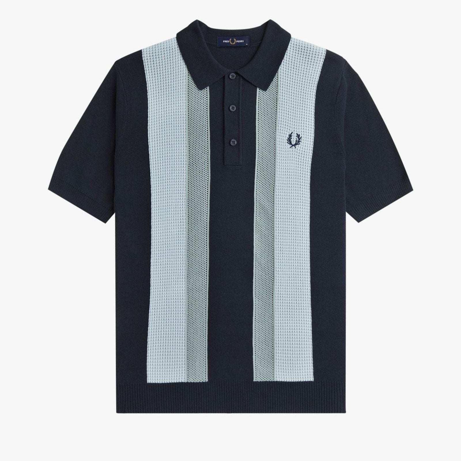 Fred Perry Textured Stripe Polo Shirt Navy - Main Image