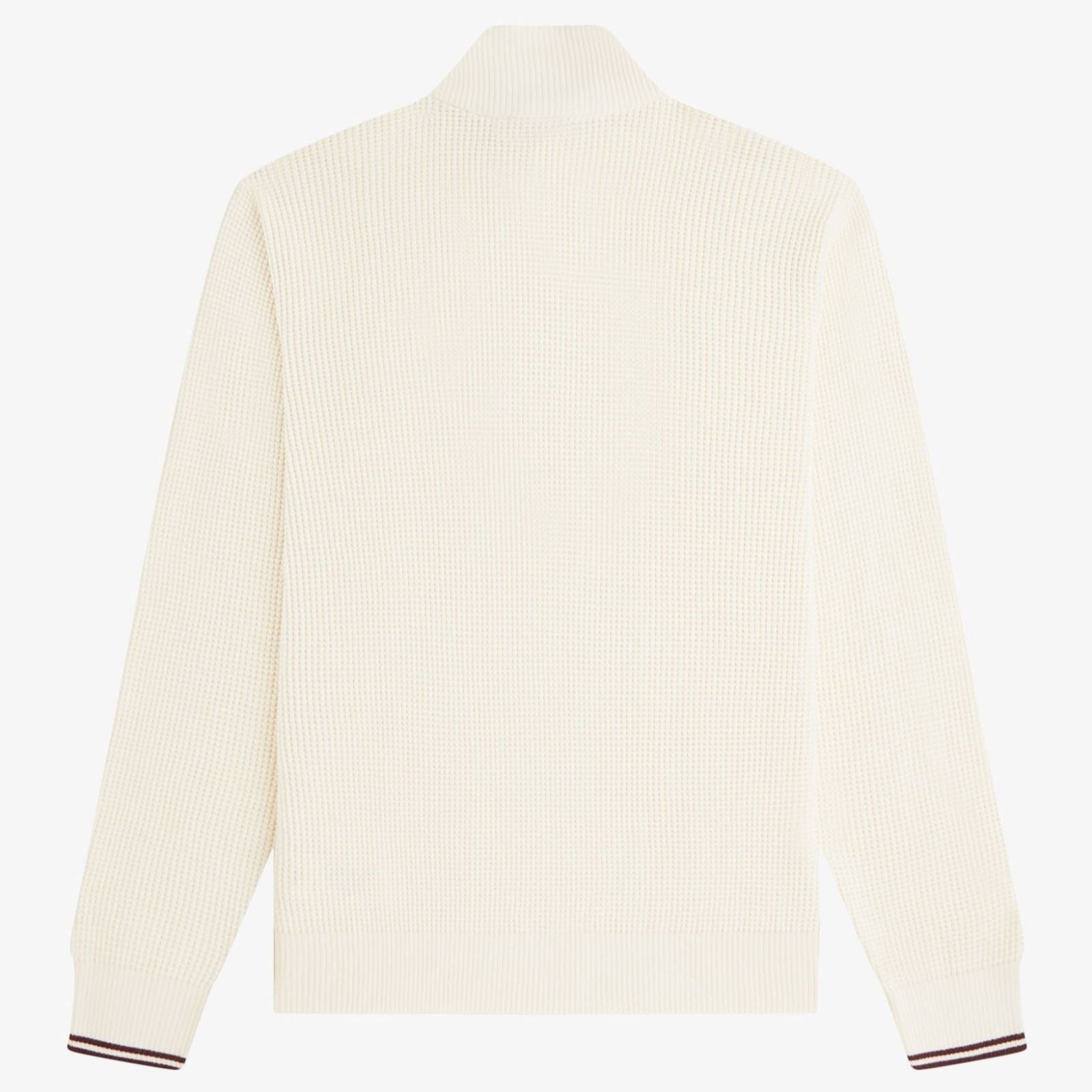 Fred Perry Waffle Stitch 1/2 Zip - Ecru