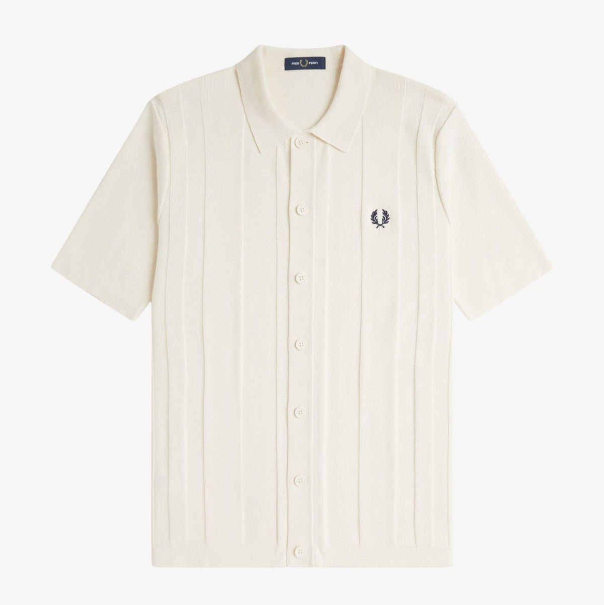 Fred Perry Button Through Knitted SS Shirt - Ecru
