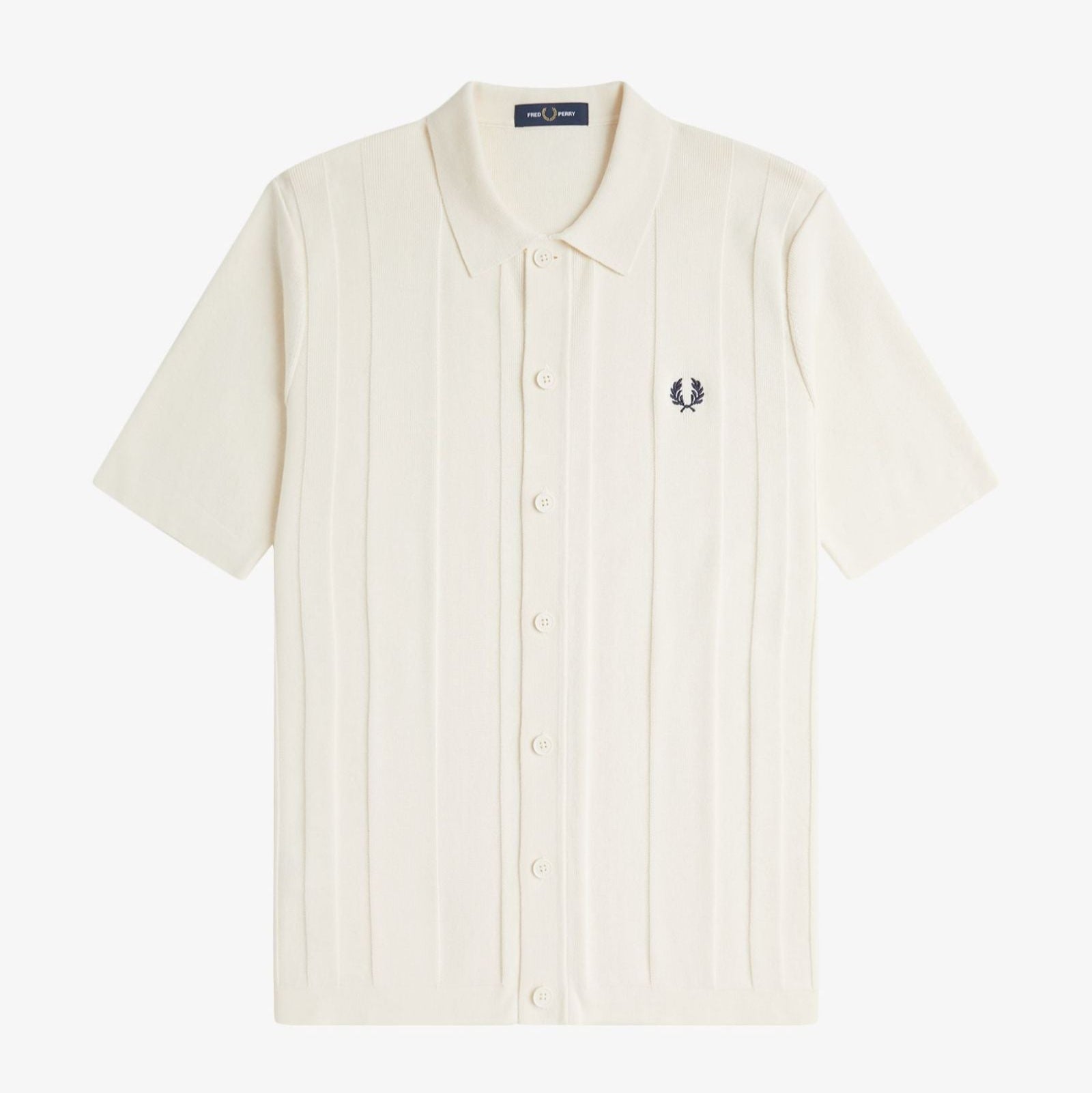 Fred Perry Button Through Knitted SS Shirt - Ecru