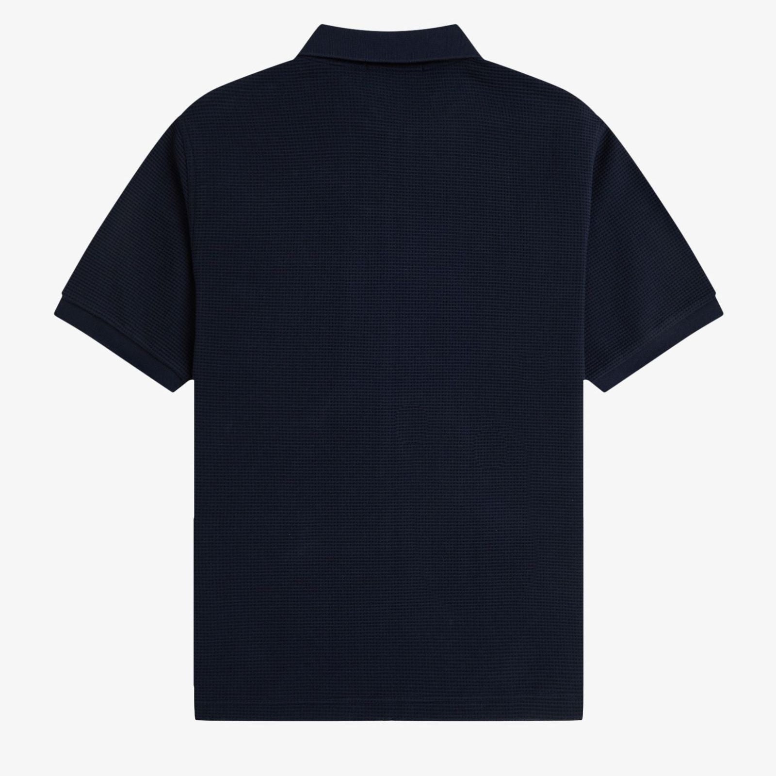 Fred Perry Waffle Zip Through Polo - Navy