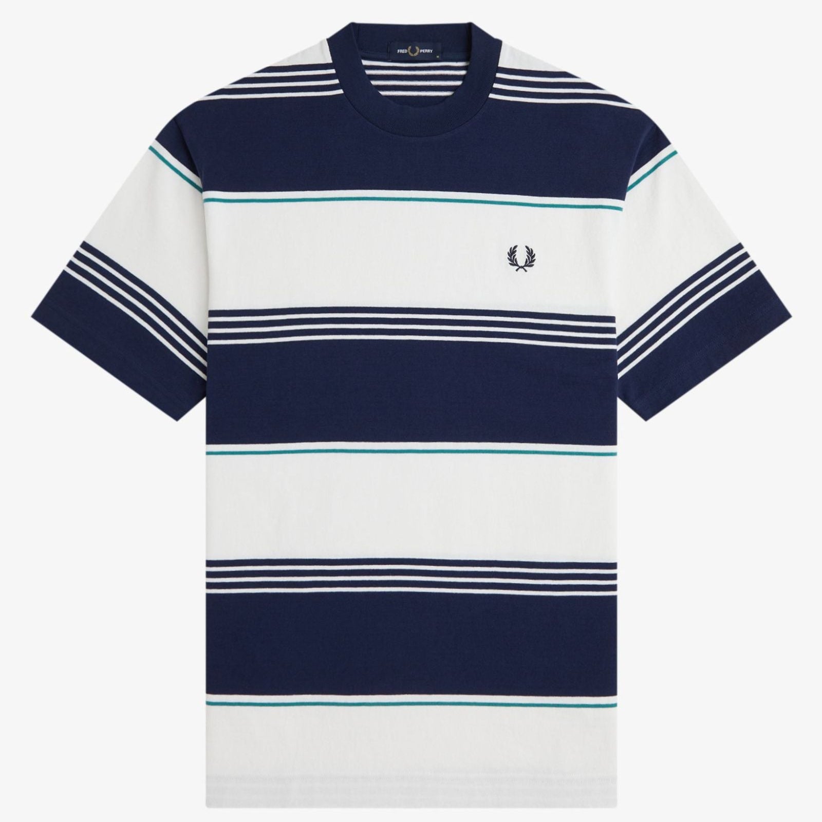 Fred Perry Heavyweight Striped T-Shirt - Tennis Blue