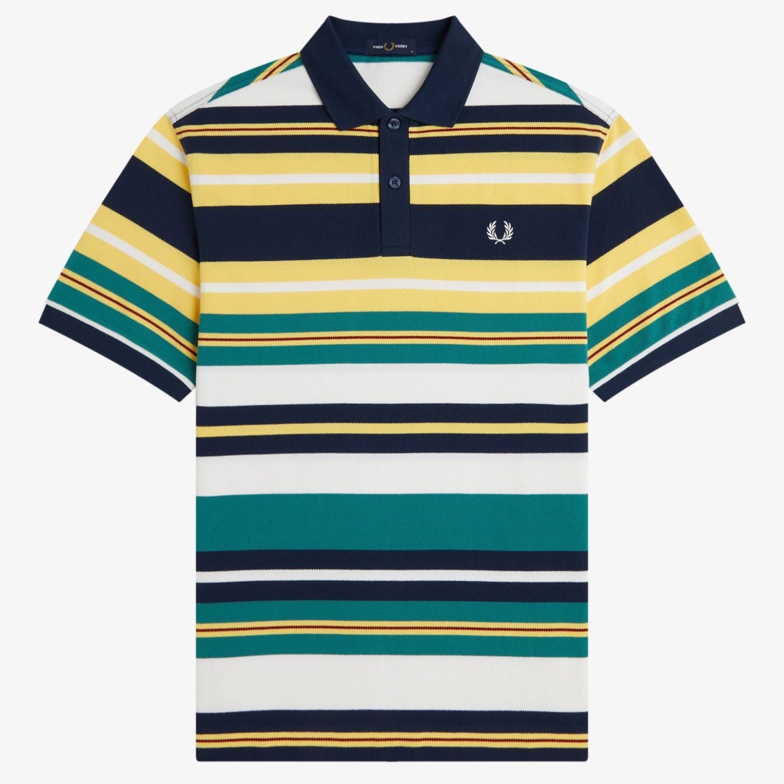 Fred Perry Striped Relaxed Polo Shirt - Lemon Barley