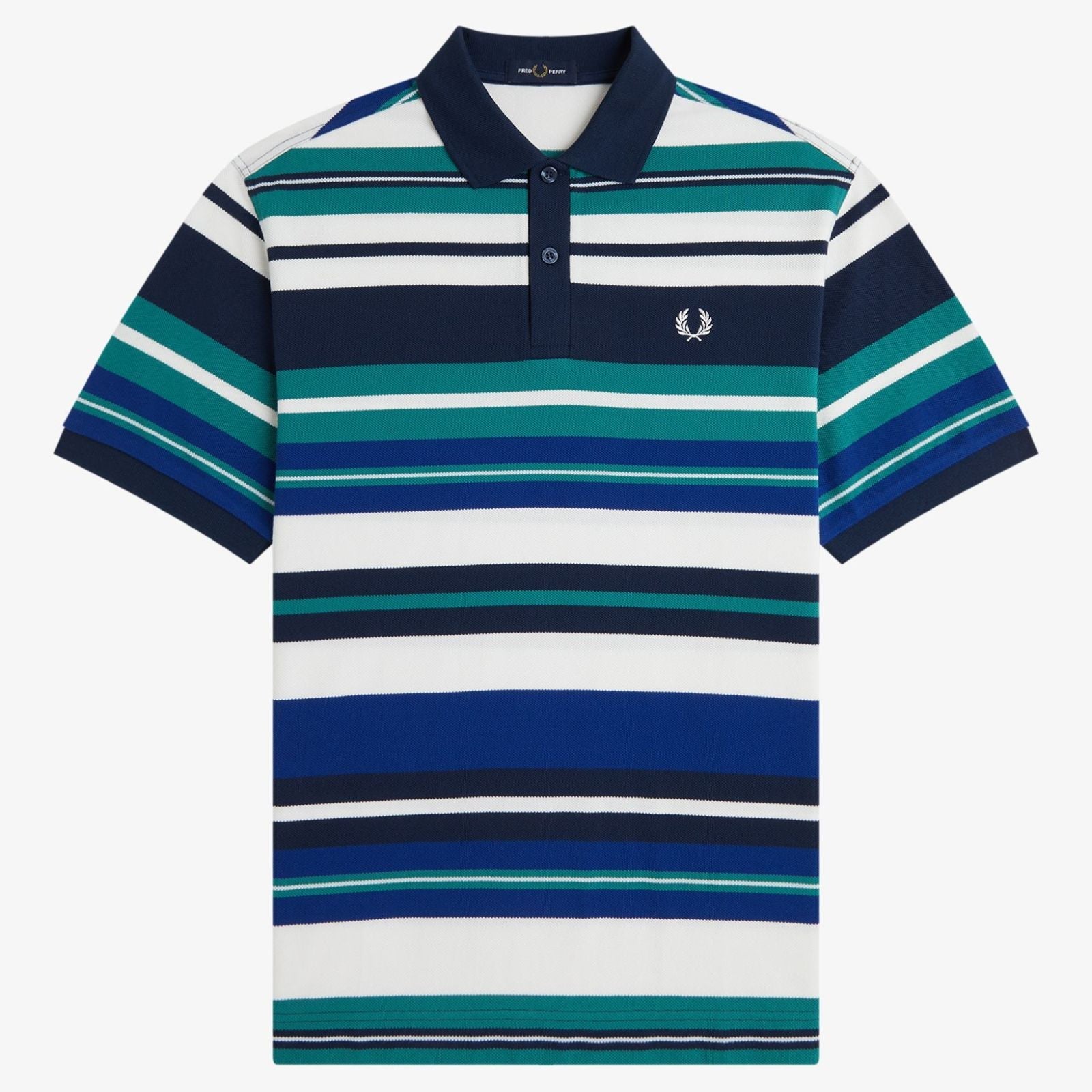 Fred Perry Striped Relaxed Polo Shirt - Deep Mint