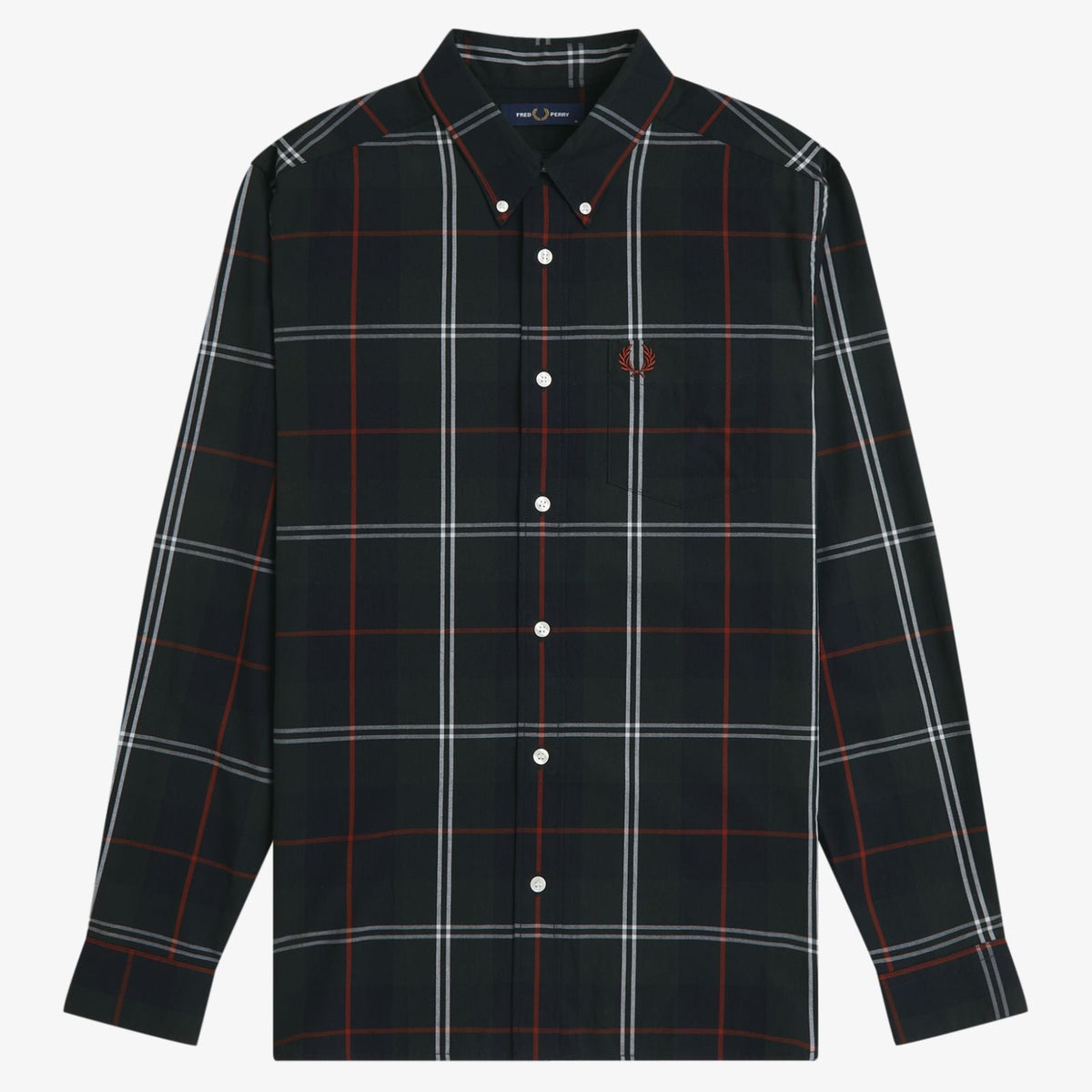 Fred Perry Poplin Tartan Shirt - Night Green