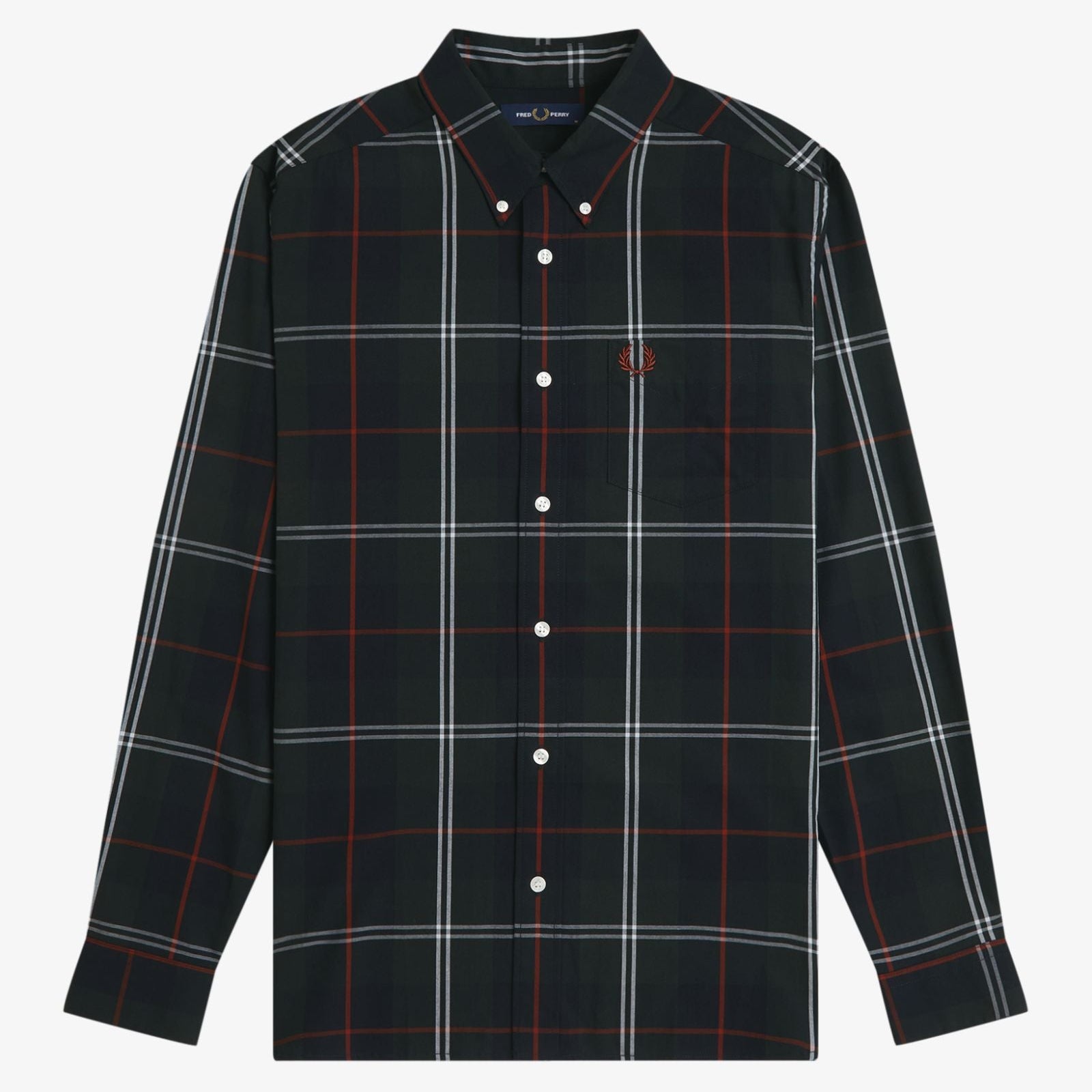 Fred Perry Poplin Tartan Shirt - Night Green