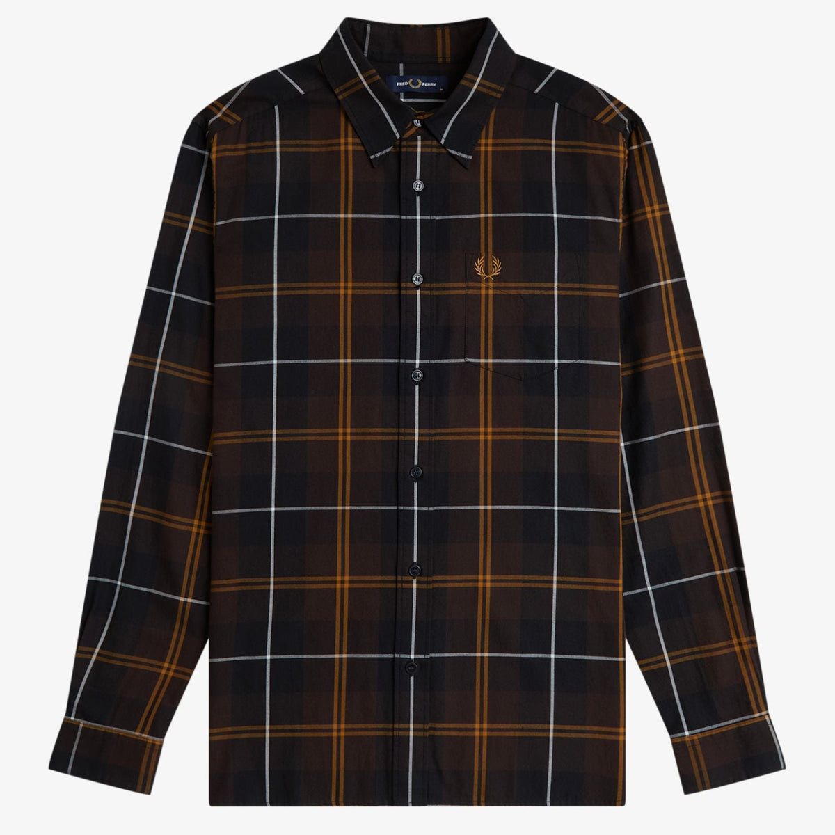 Fred Perry Twill Tartan Shirt - Rich Brown
