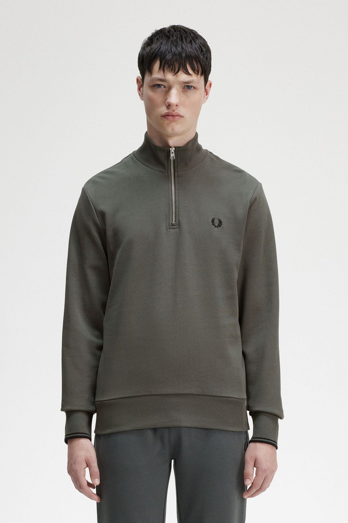 Fred Perry Half Zip Sweatshirt - Field Green
