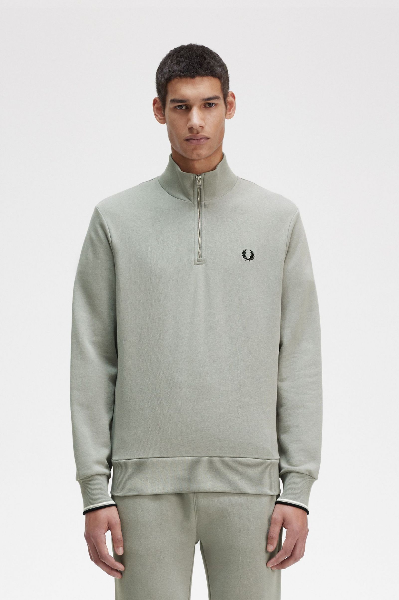 Fred Perry Half Zip Sweatshirt - Limestone