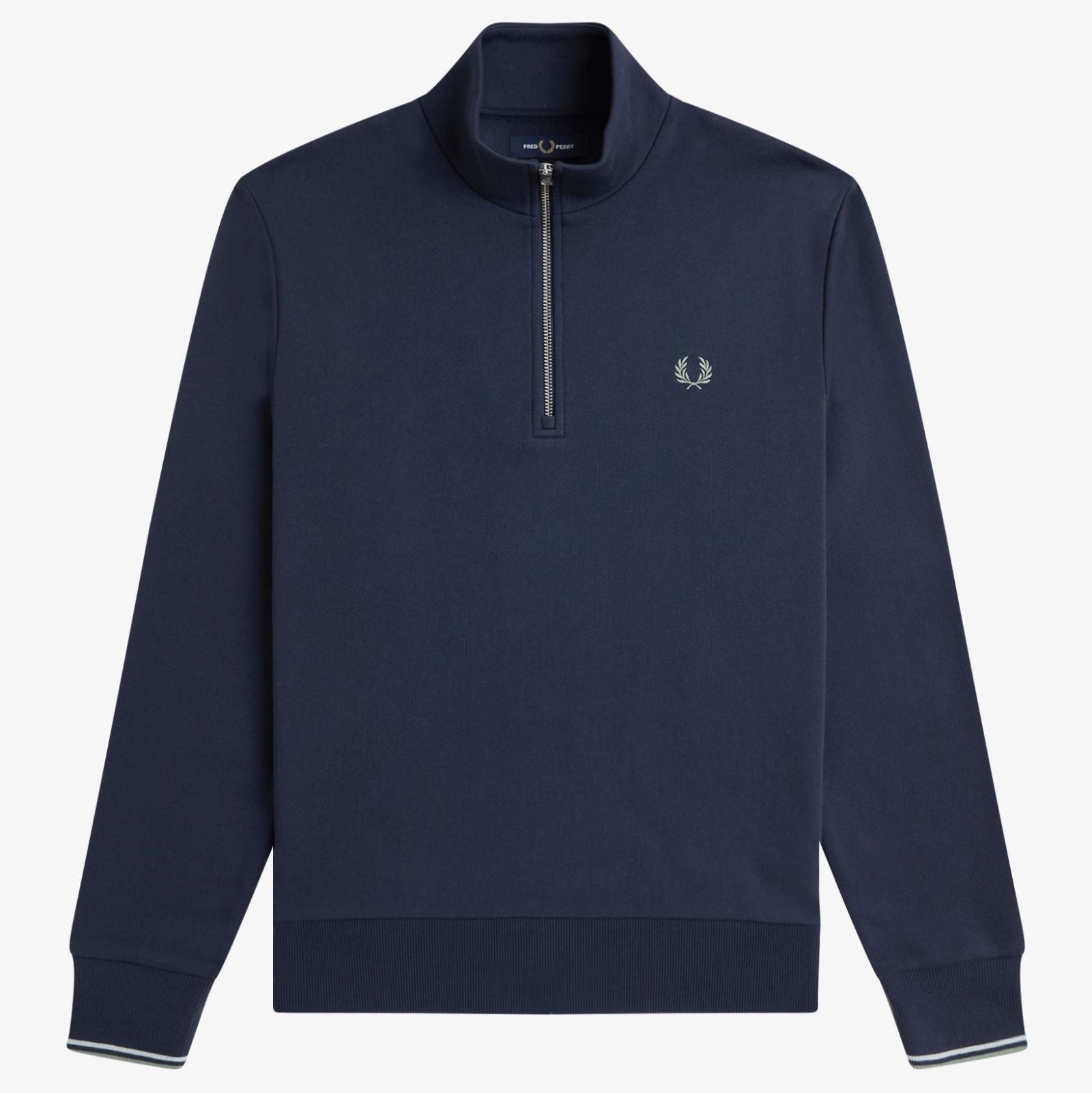 Fred Perry Half Zip Sweatshirt - Dark Airforce / Light Ice / Bay Leaf