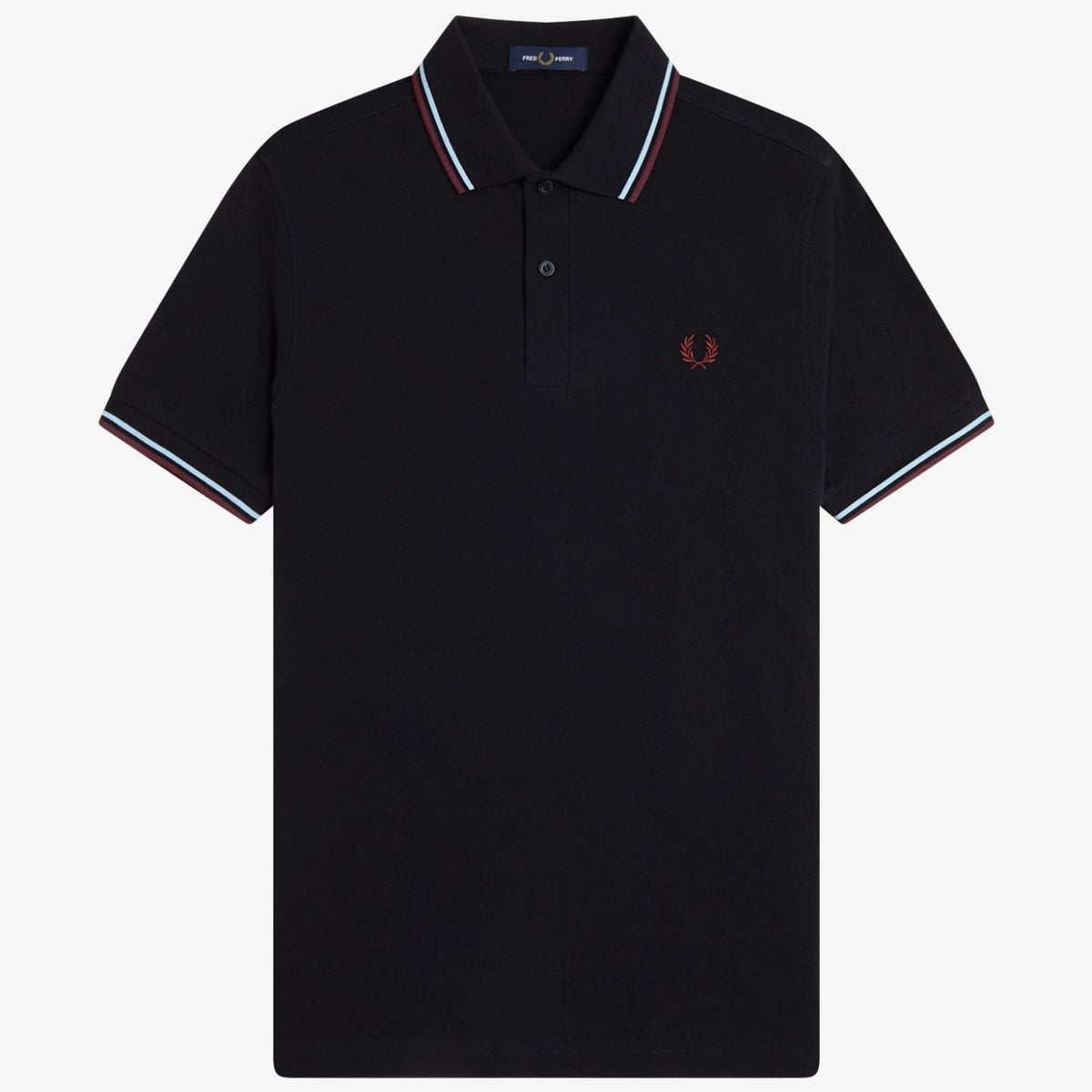 Fred Perry M3600 Polo - Black / Ball Boy Blue / Oxblood