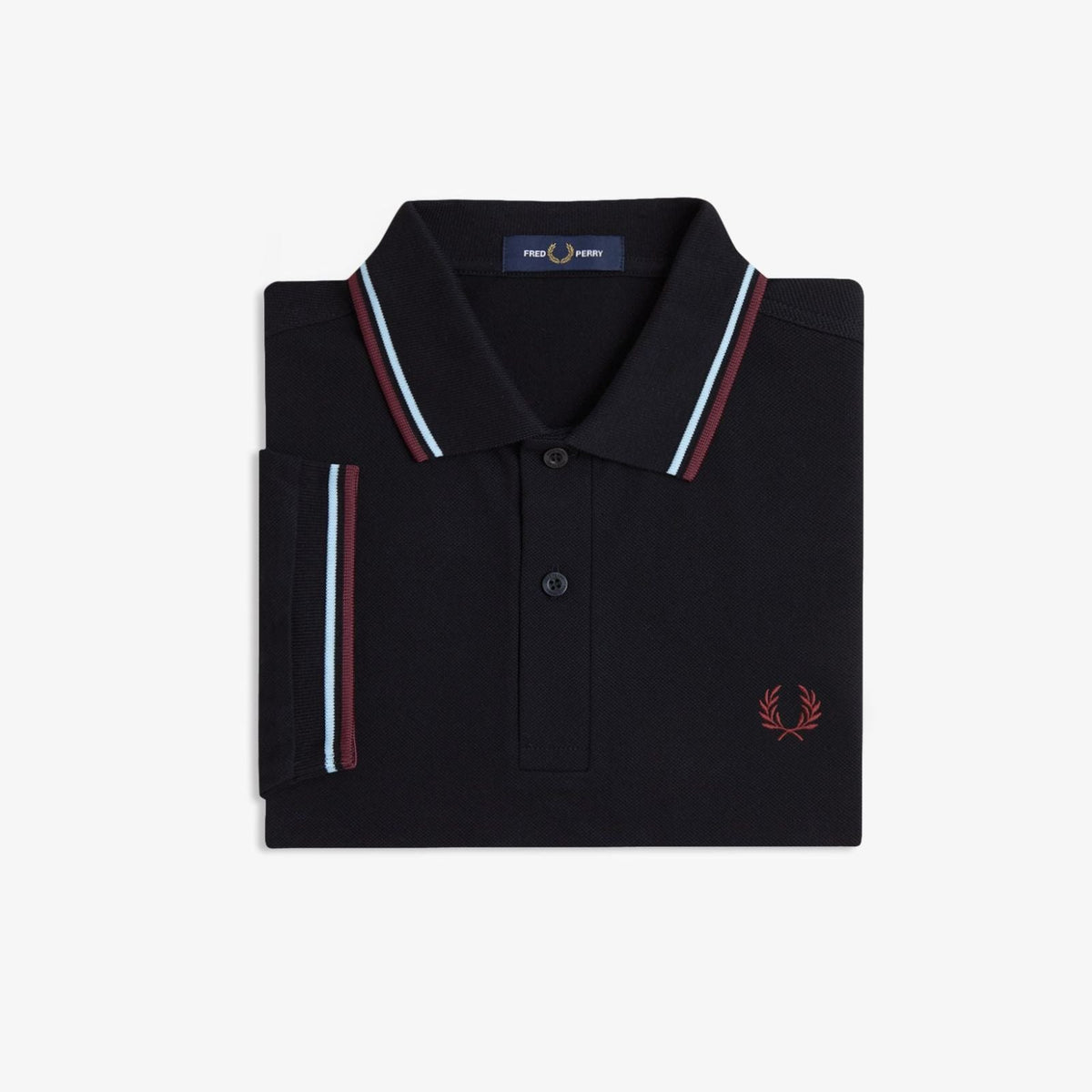Fred Perry M3600 Polo - Black / Ball Boy Blue / Oxblood