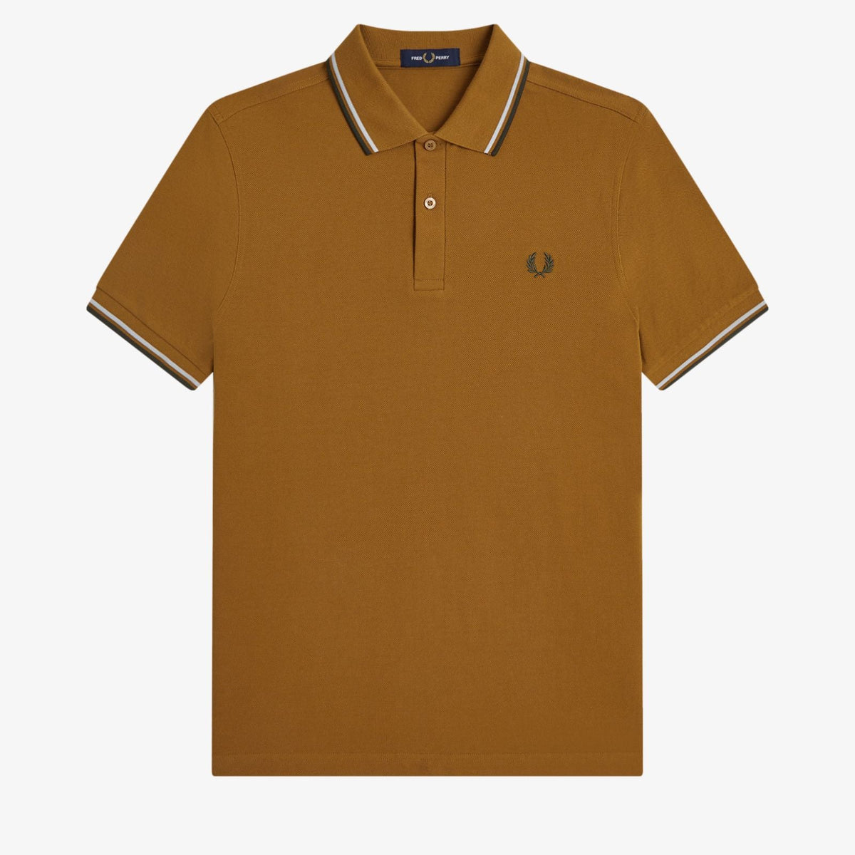 Fred Perry Polo M3600 - Dark Caramel / Dusky Blue / Night Green