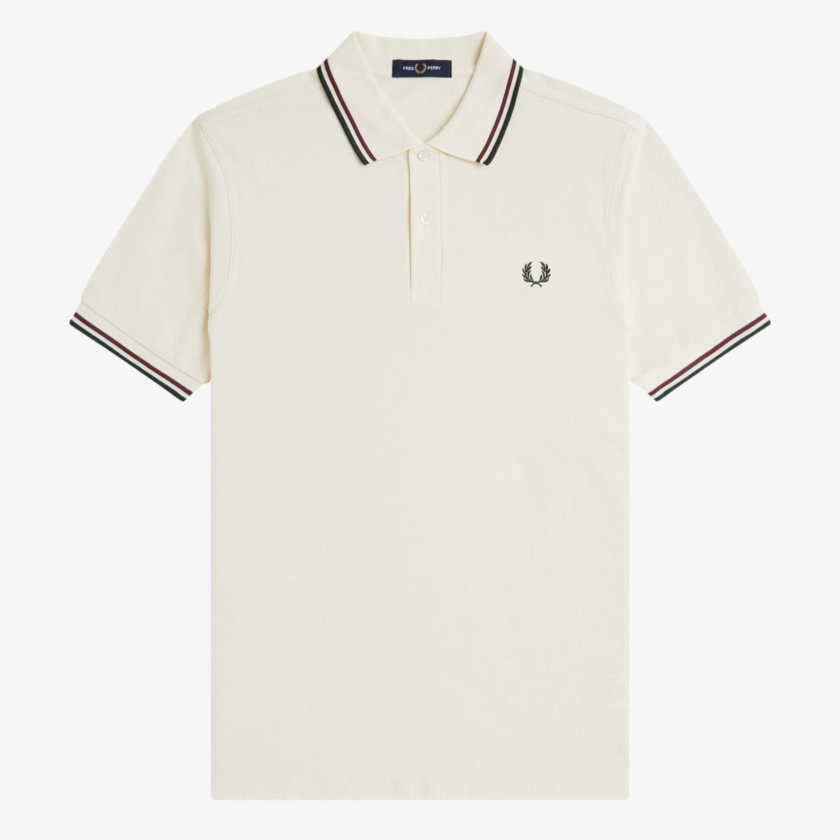 Fred Perry M3600 Polo - Ecru / Oxblood / Grassroots