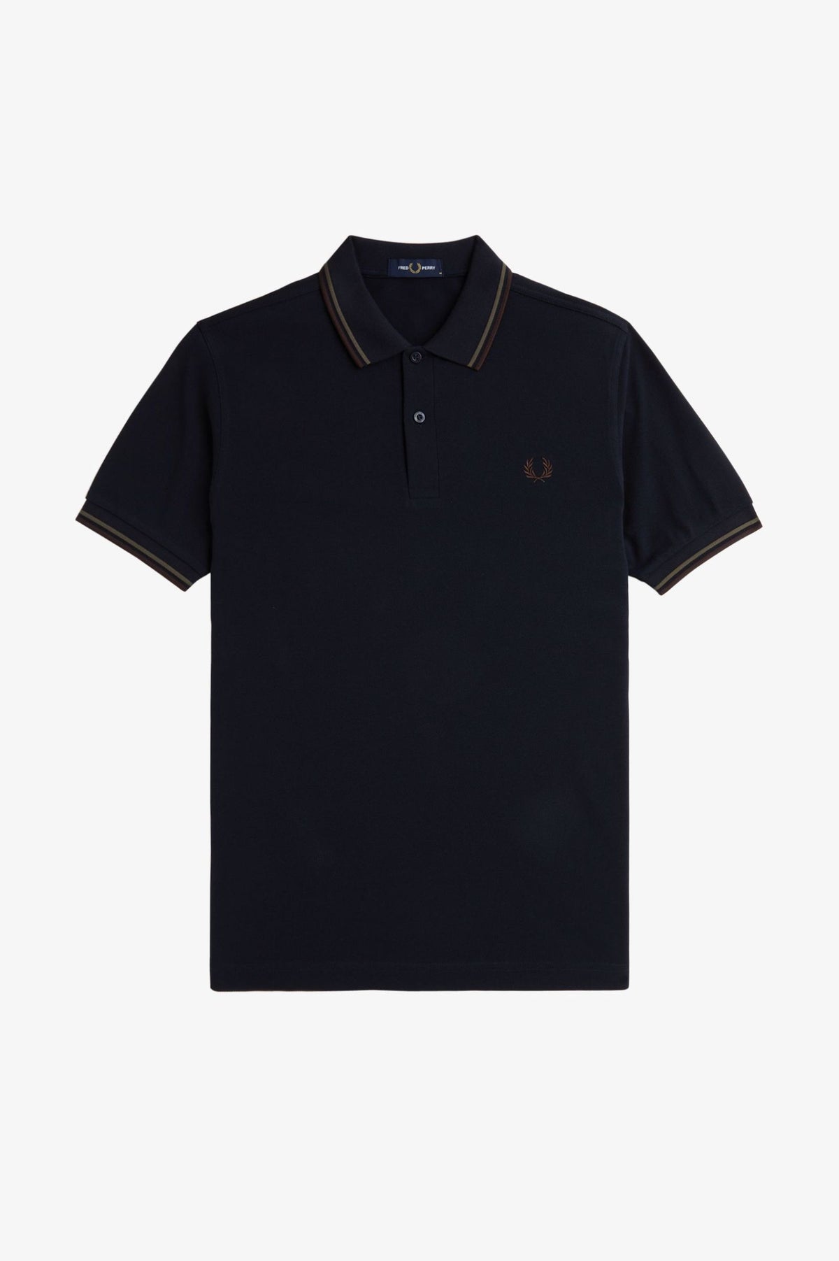 Fred Perry M3600 Polo - Navy / Laurel Green / Brick