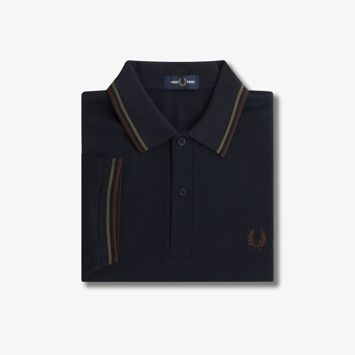 Fred Perry M3600 Polo - Navy / Laurel Green / Brick