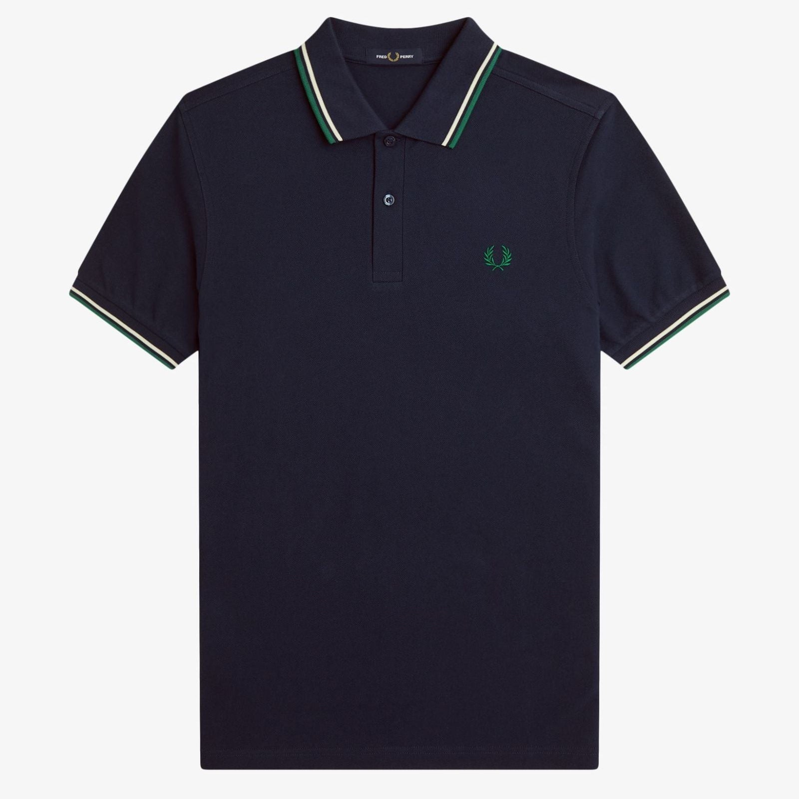 Fred Perry M3600 Polo - Dark Carbon / Light Ecru / Label Green