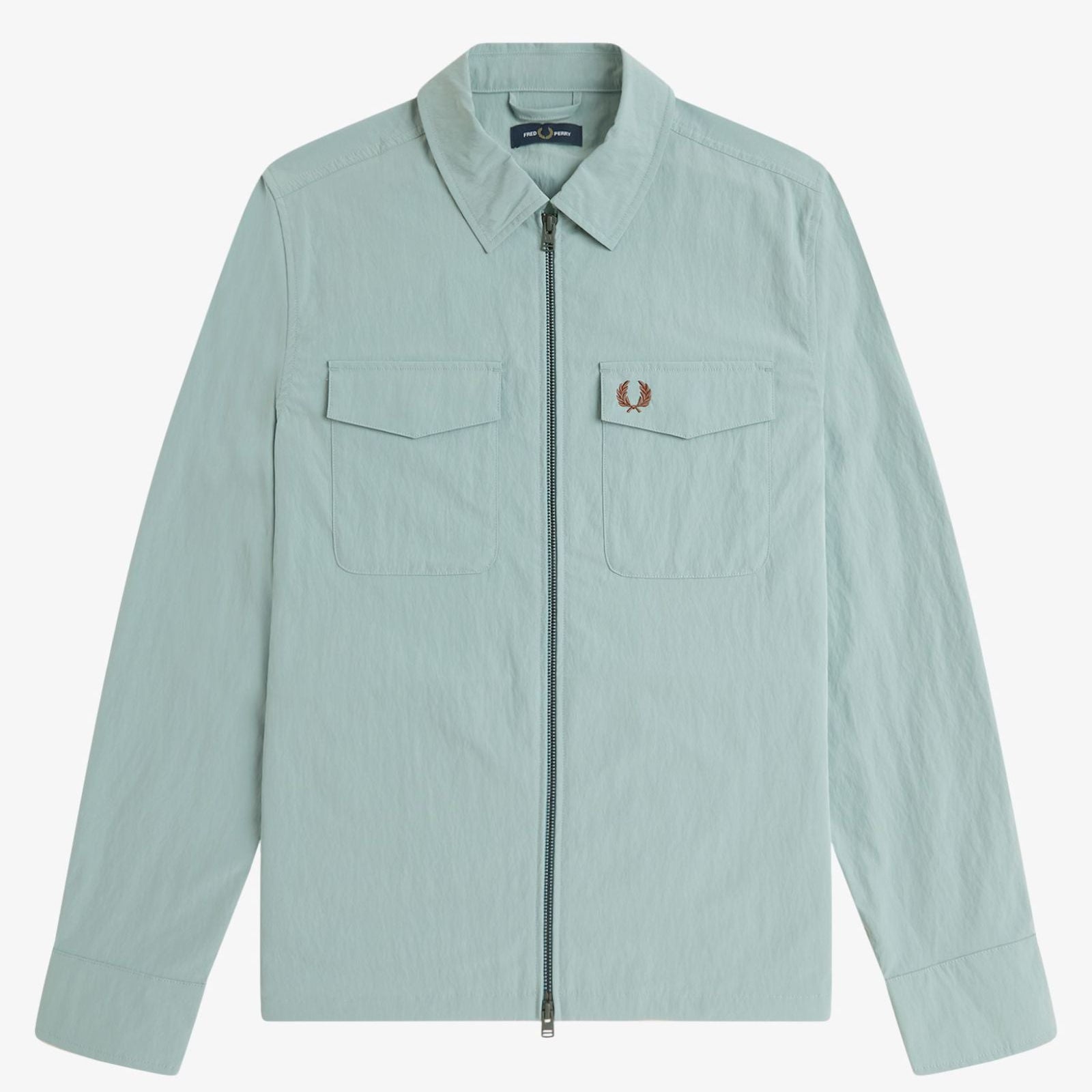 Fred Perry Zip Through Overshirt - Silver Blue