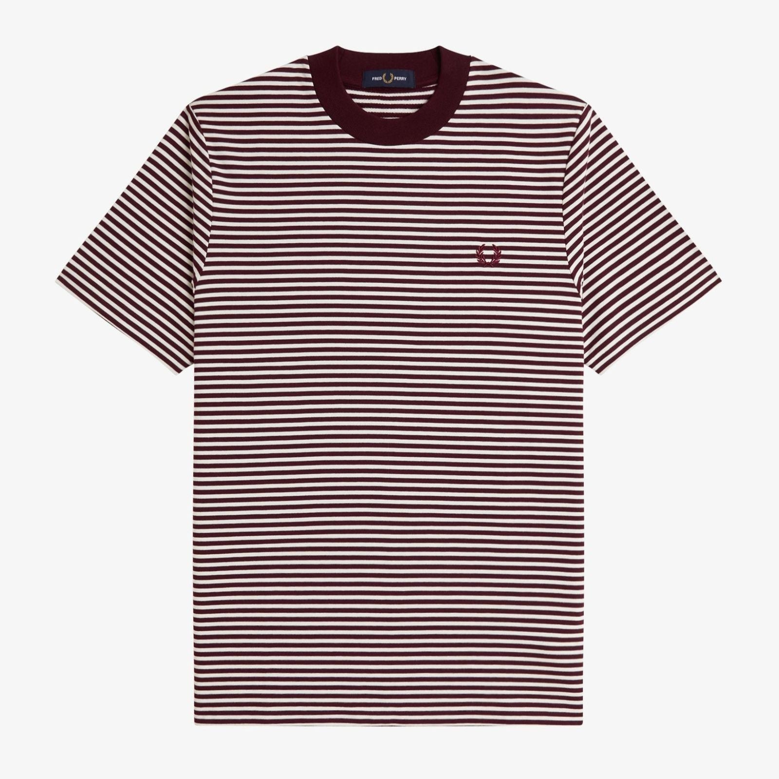 Fred Perry Fine Stripe Heavyweight T-Shirt - Oxblood