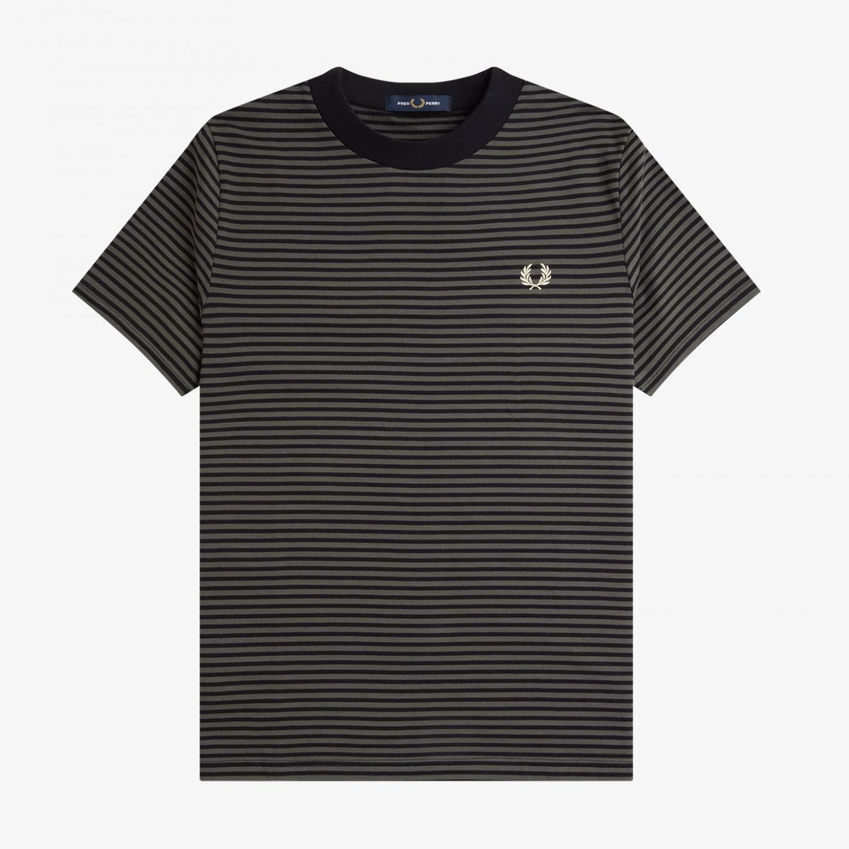 Fred Perry Fine Stripe Heavyweight T-Shirt - Black / Field Green