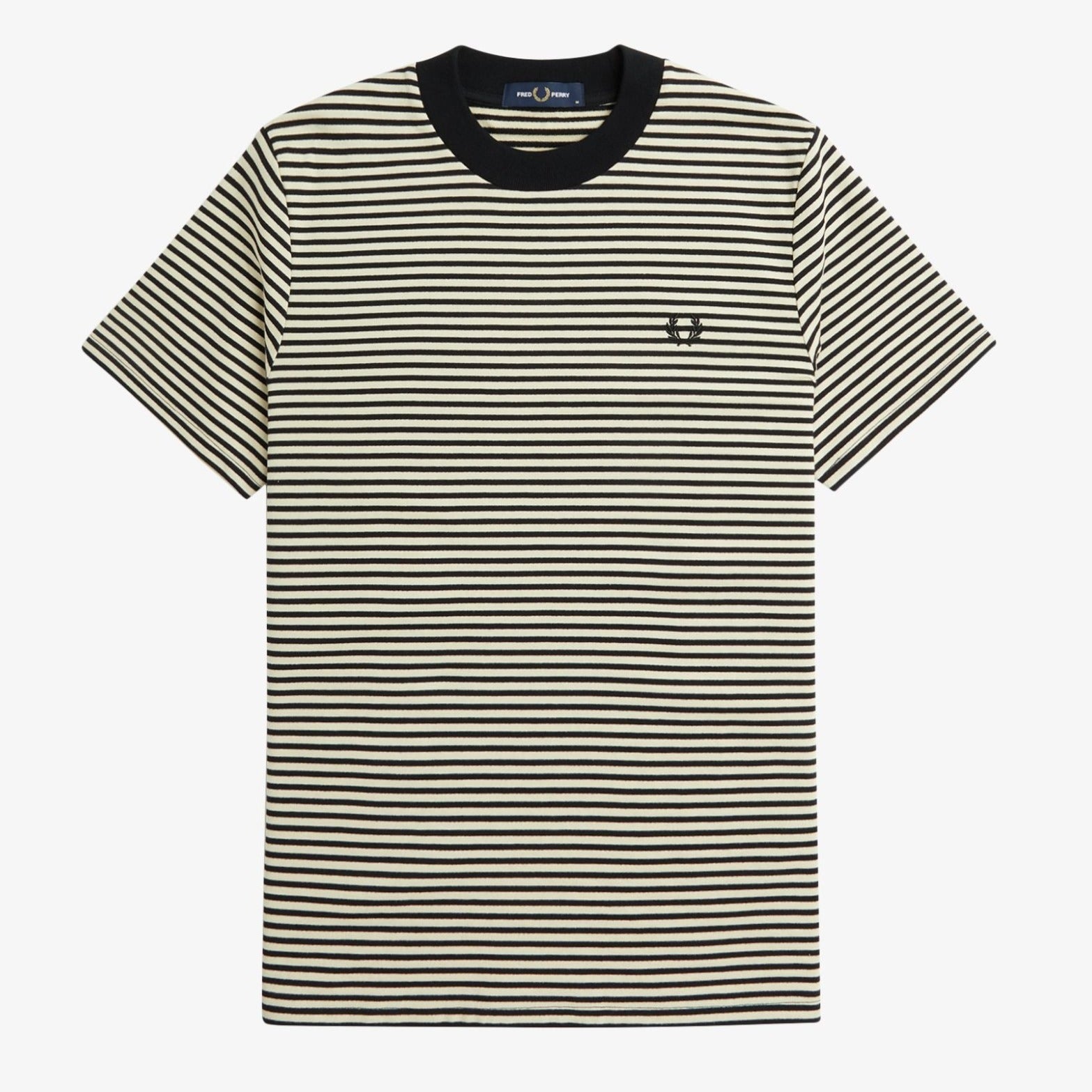 Fred Perry Fine Stripe HW T-Shirt - Oatmeal / Black