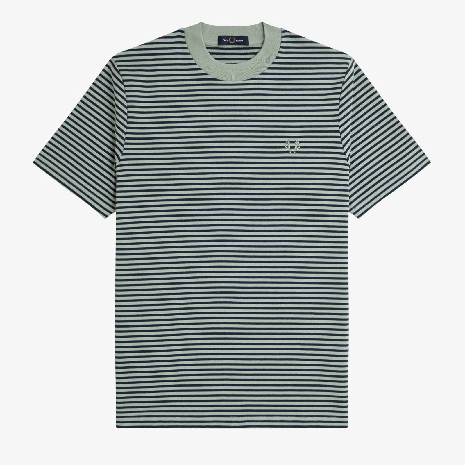 Fred Perry Fine Stripe Heavyweight T-Shirt - Bayleaf