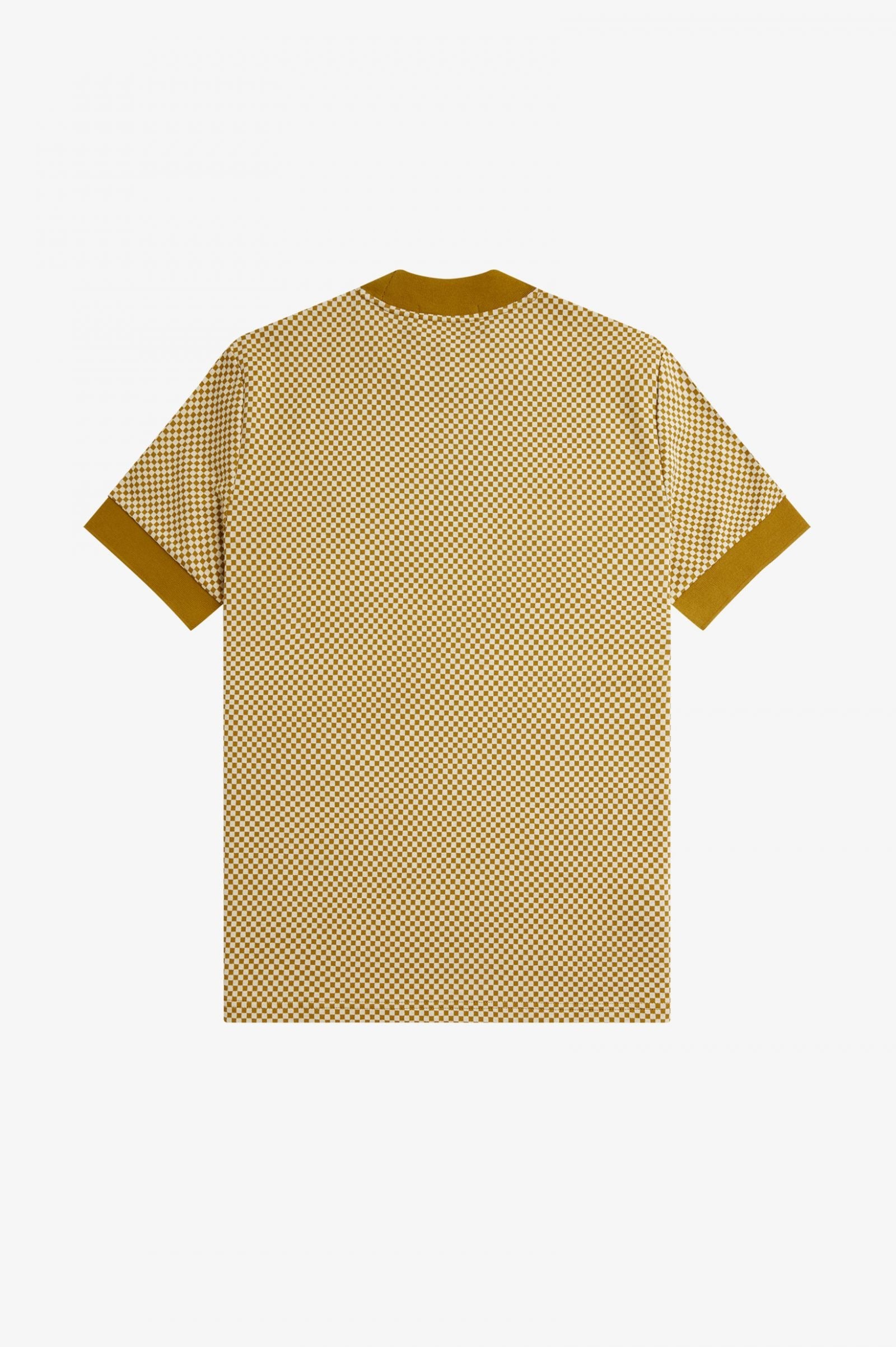 Fred Perry Micro Chequerboard T-Shirt - Oatmeal / Dark Caramel