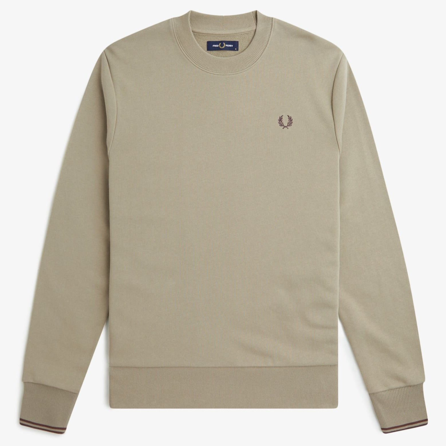 Fred Perry Crew Neck Sweatshirt - Warm Grey / Brick