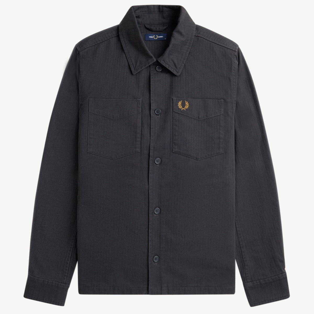 Fred Perry Herringbone Overshirt - Anchor Grey