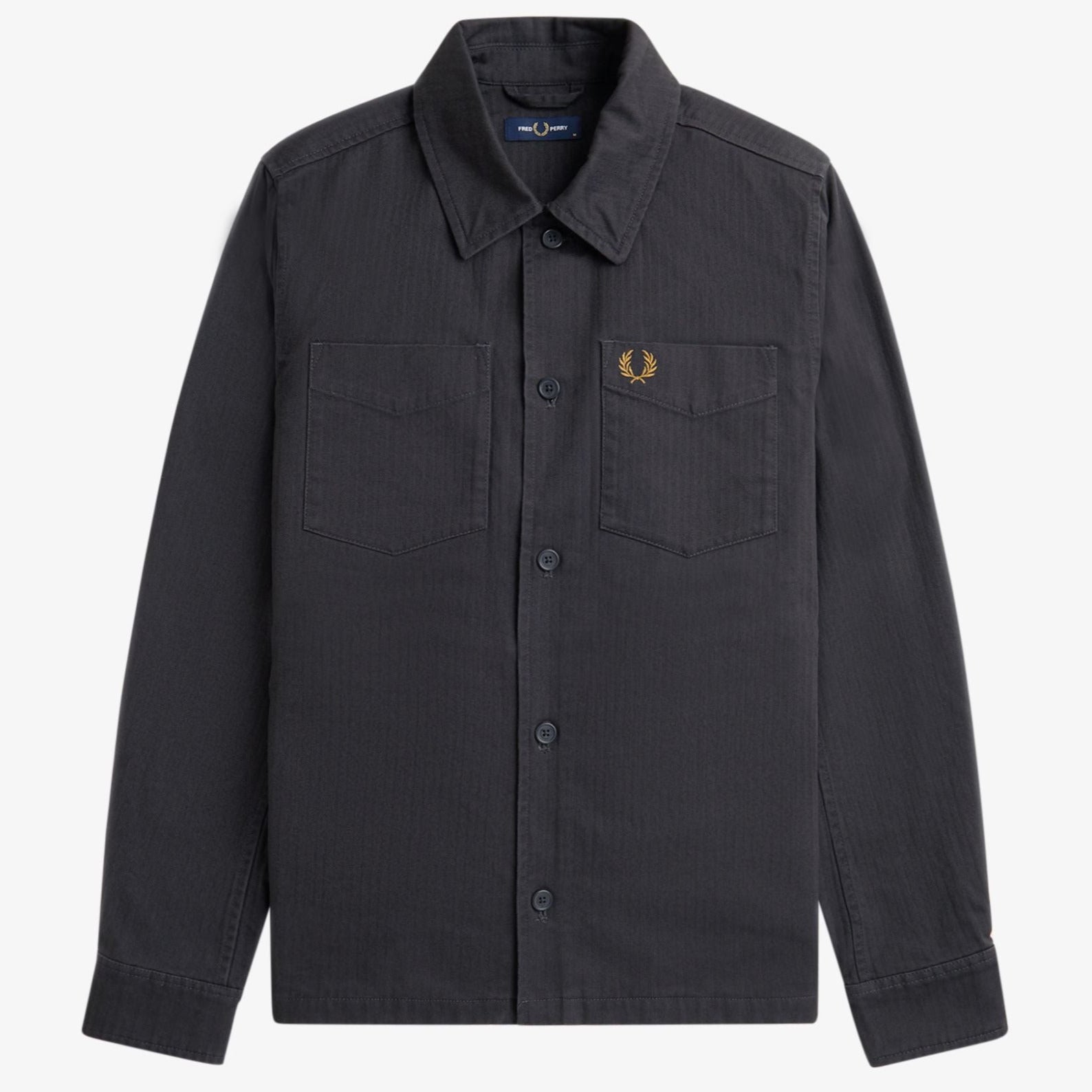 Fred Perry Herringbone Overshirt - Anchor Grey