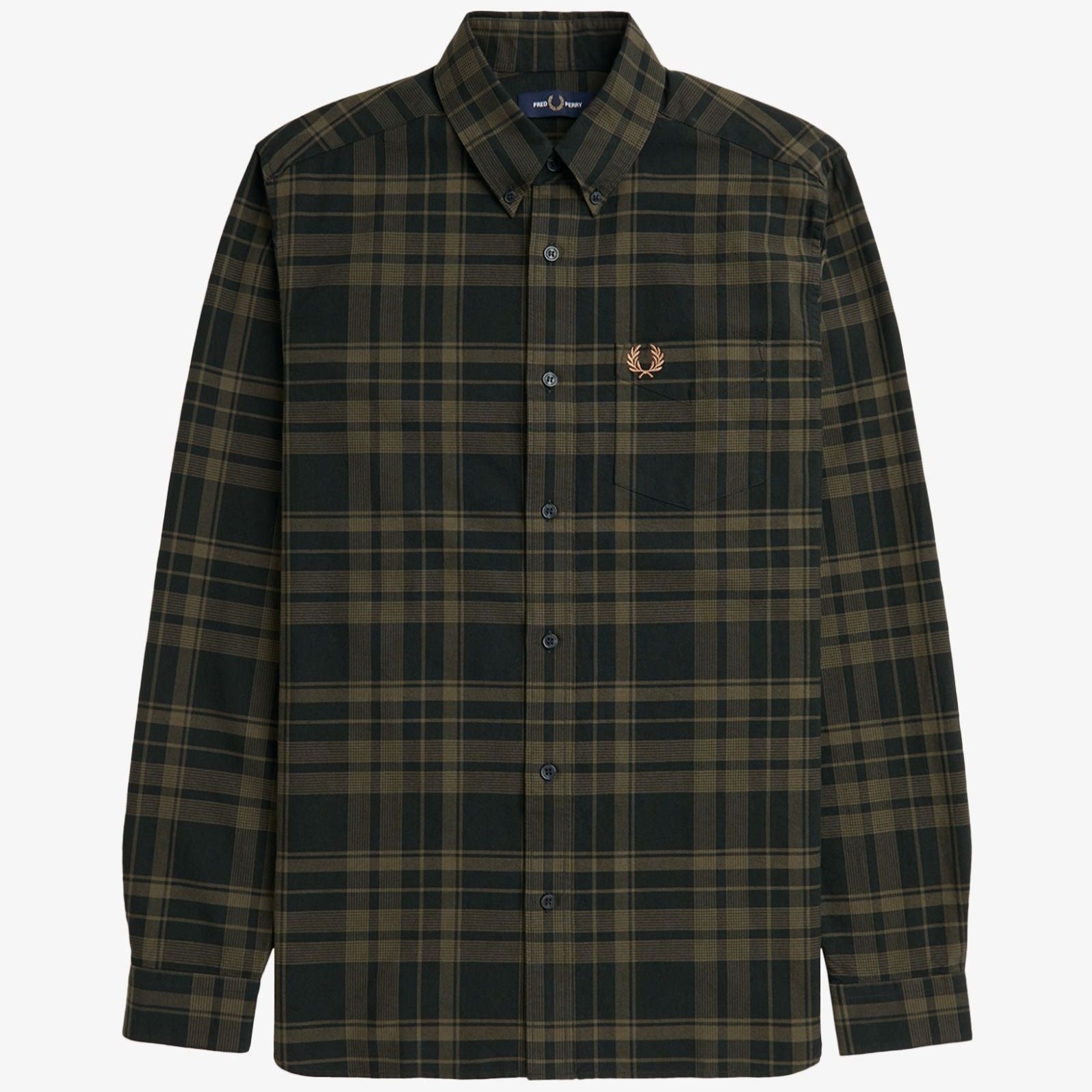 Fred Perry Tonal Tartan Shirt - Night Green