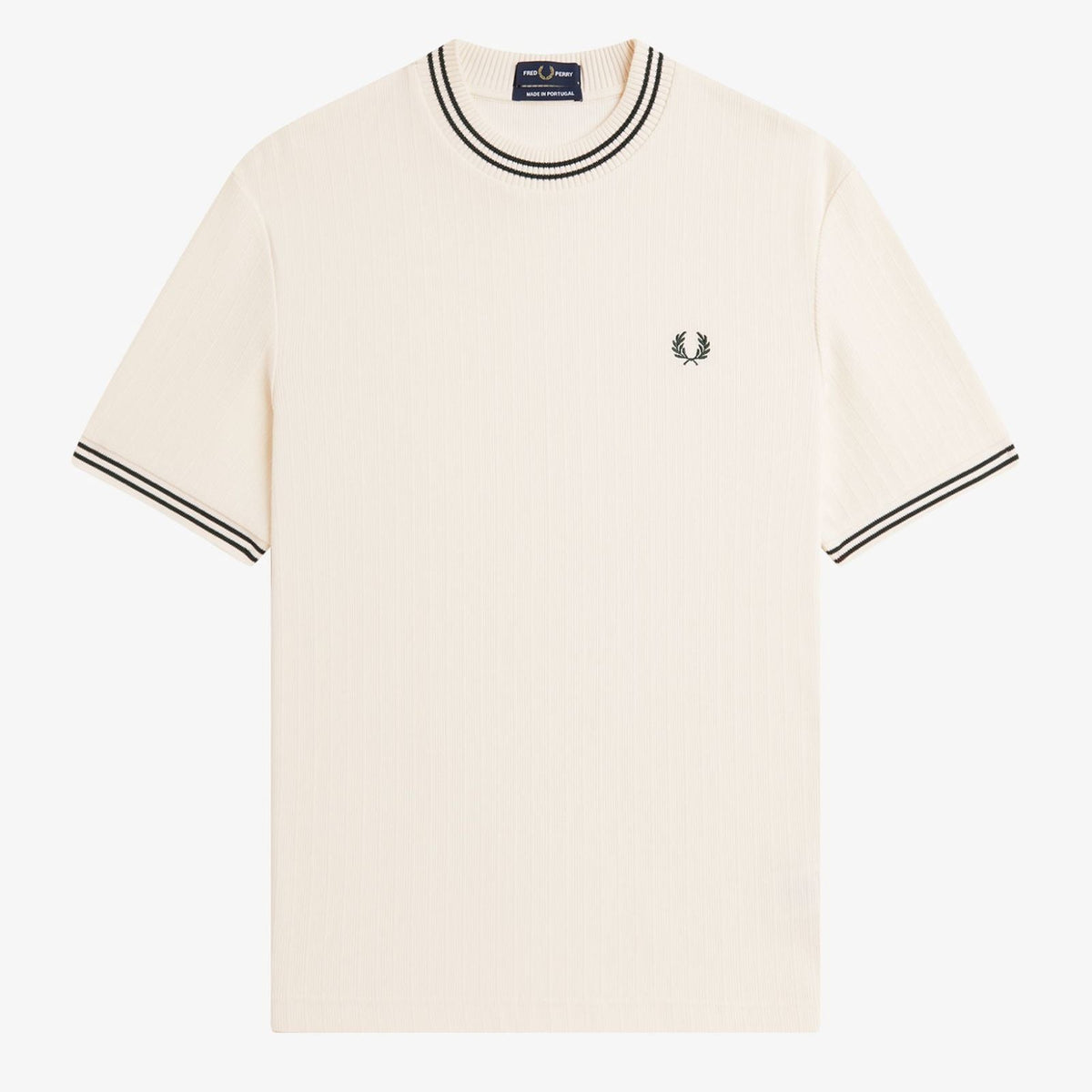 Fred Perry Ribbed Jersey T-Shirt - Ecru