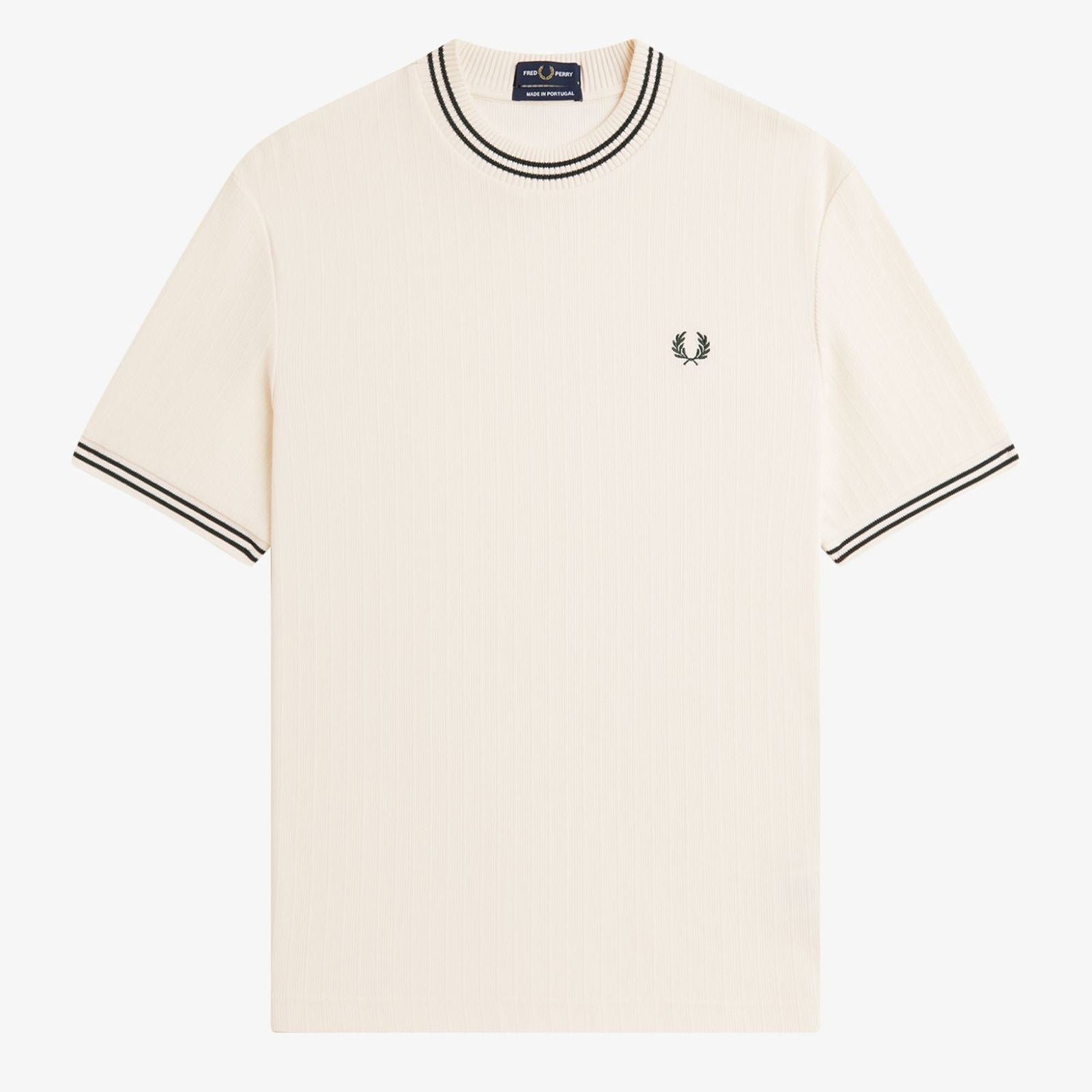 Fred Perry Ribbed Jersey T-Shirt - Ecru