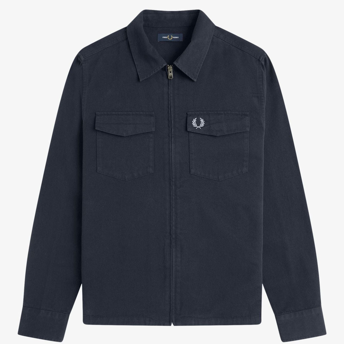 Fred Perry Twill Zip Through Overshirt - Navy