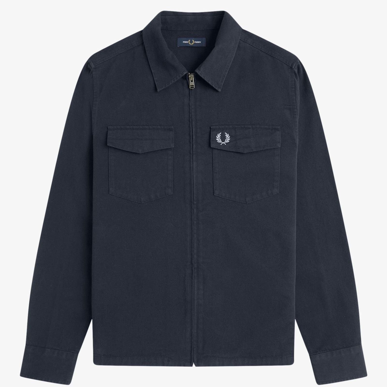 Fred Perry Twill Zip Through Overshirt - Navy