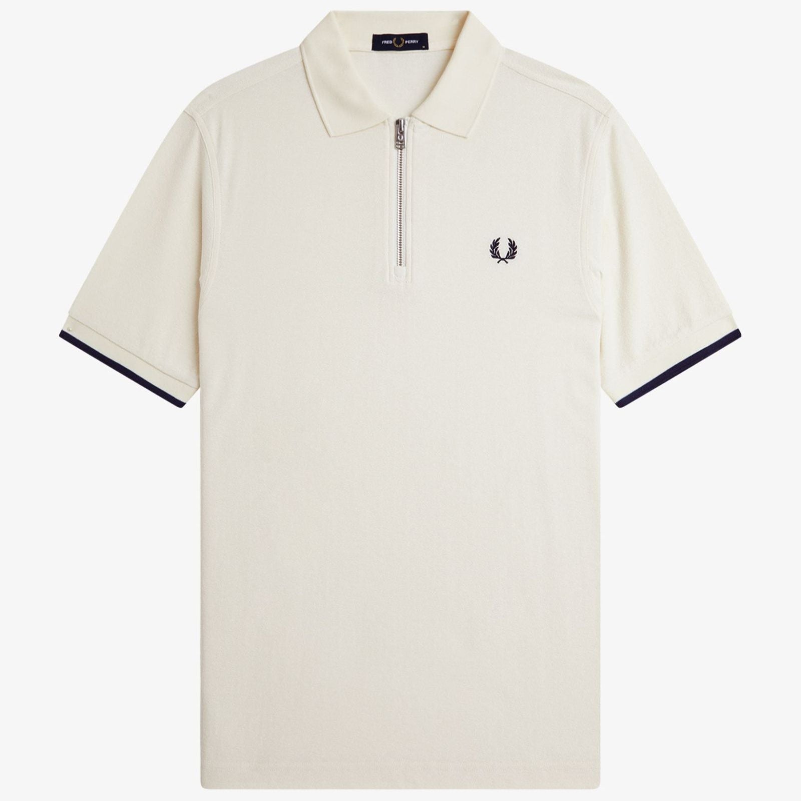 Fred Perry Crepe Zip Neck Shirt - Ecru