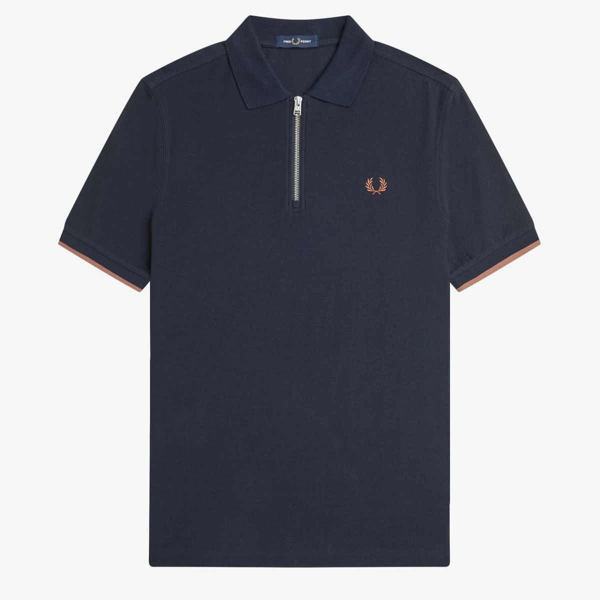 Fred Perry Crepe Zip Neck Shirt - Navy
